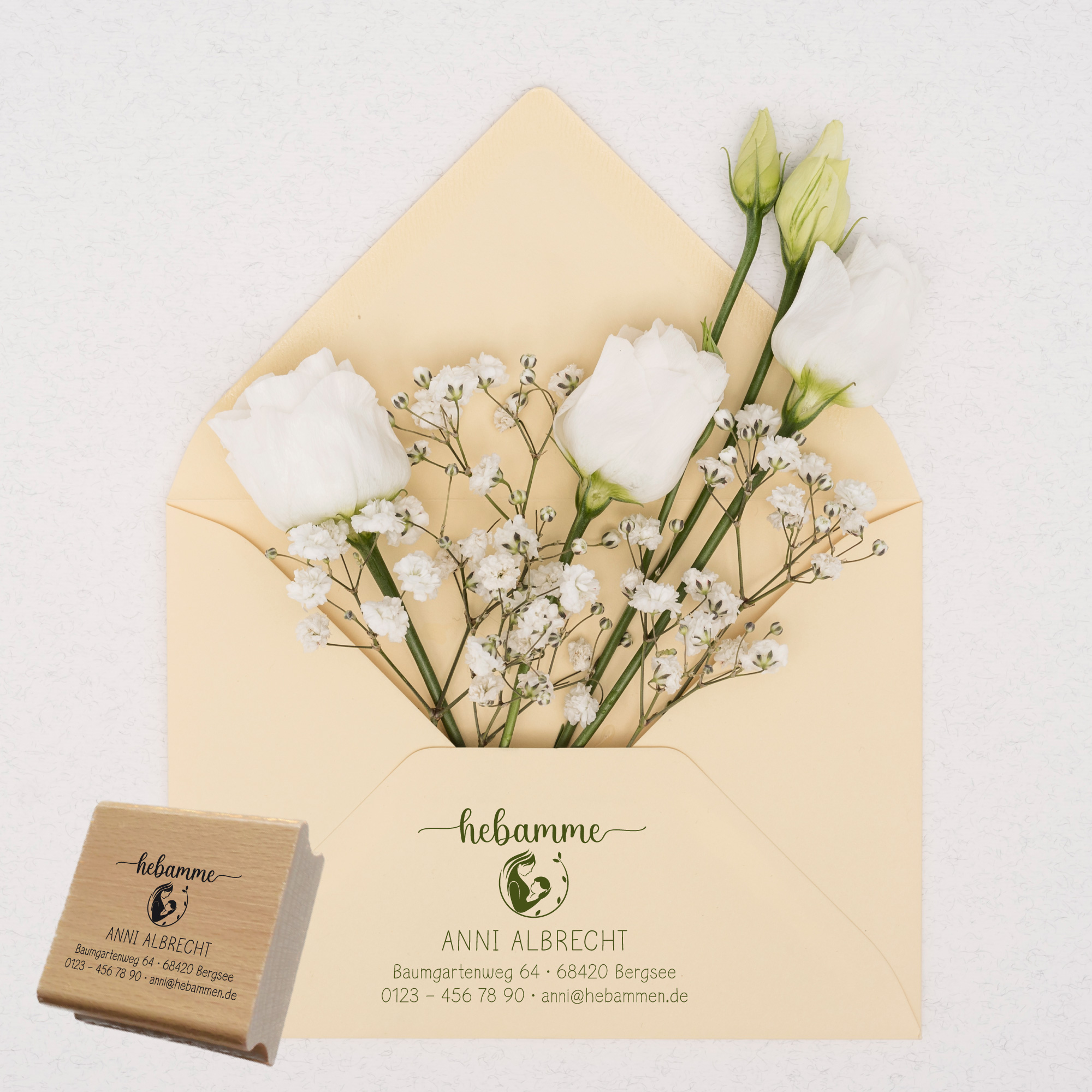 Adressstempel für Hebammen & Geburtshelfer "Anni" – personalisiert