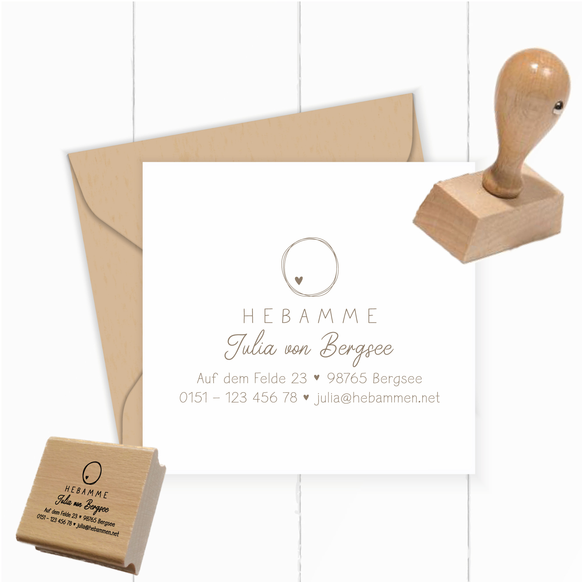 Adressstempel für Hebammen & Geburtshelfer "Julia" – personalisiert