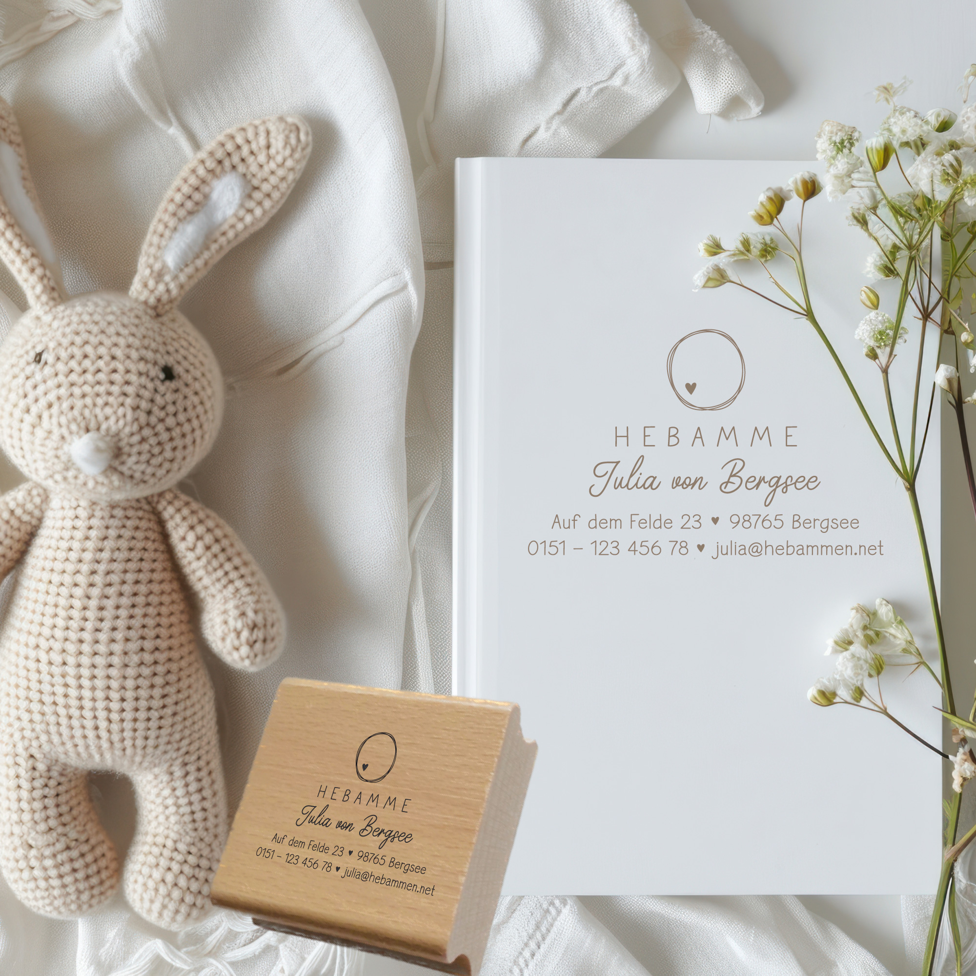 Adressstempel für Hebammen & Geburtshelfer "Julia" – personalisiert