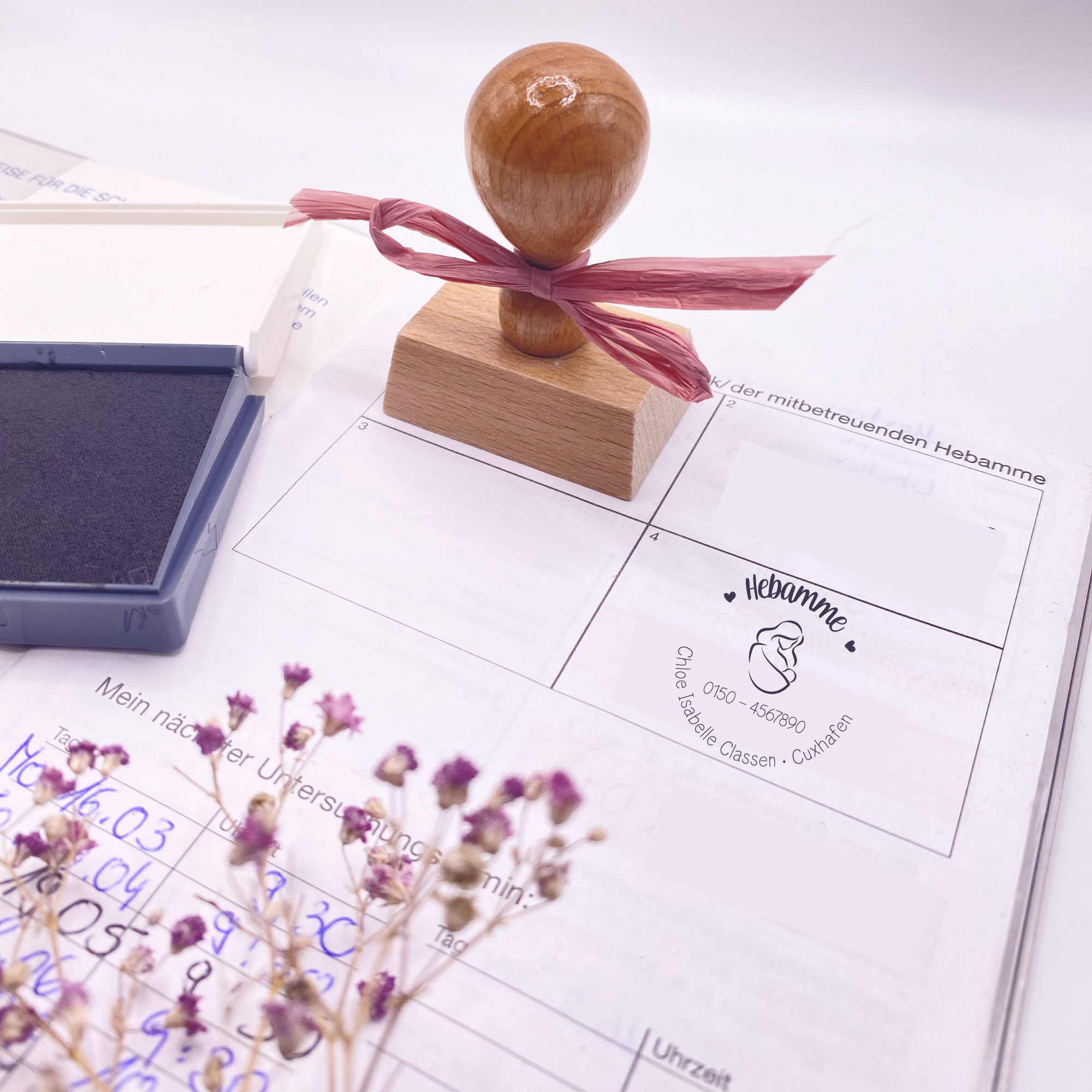 AdressSTEMPEL für Hebammen und Geburtshelfer "Chloe Isabelle" - personalisierbar