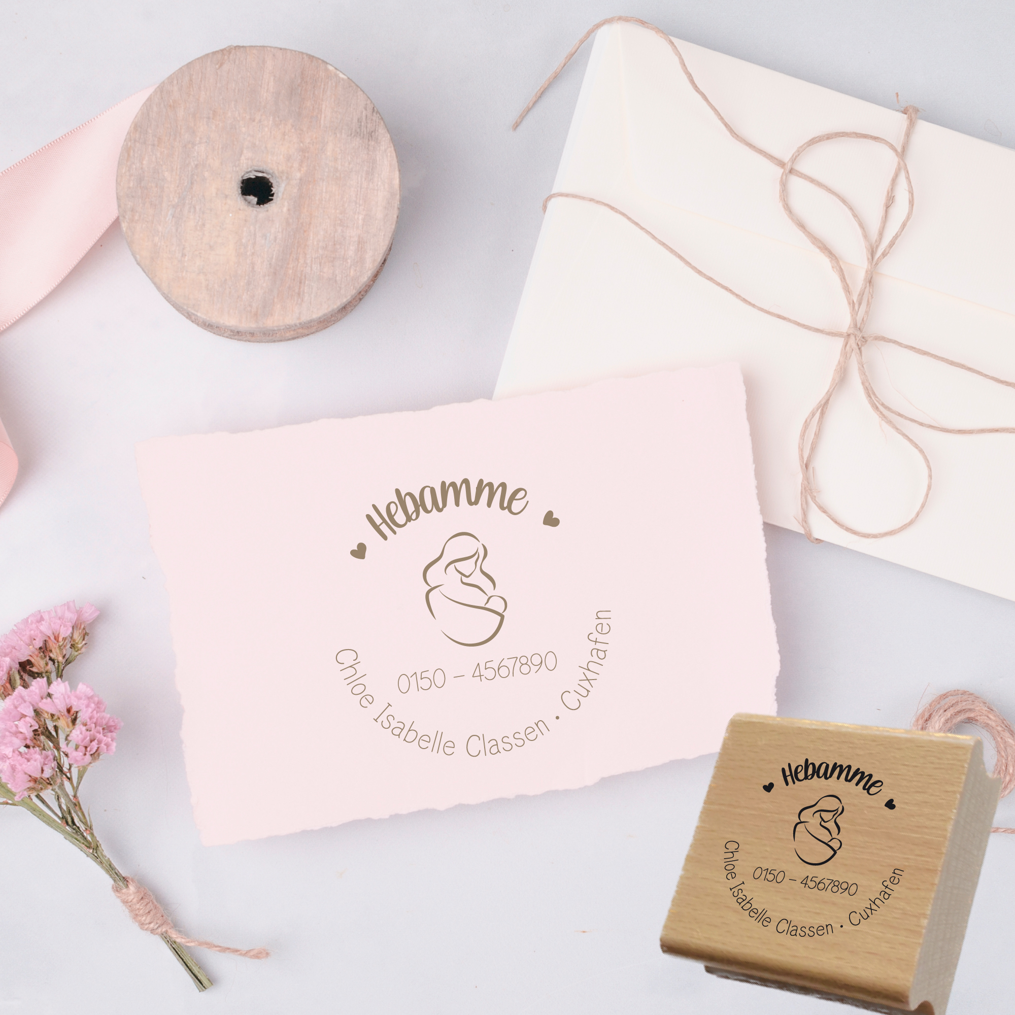 AdressSTEMPEL für Hebammen und Geburtshelfer "Chloe Isabelle" - personalisierbar