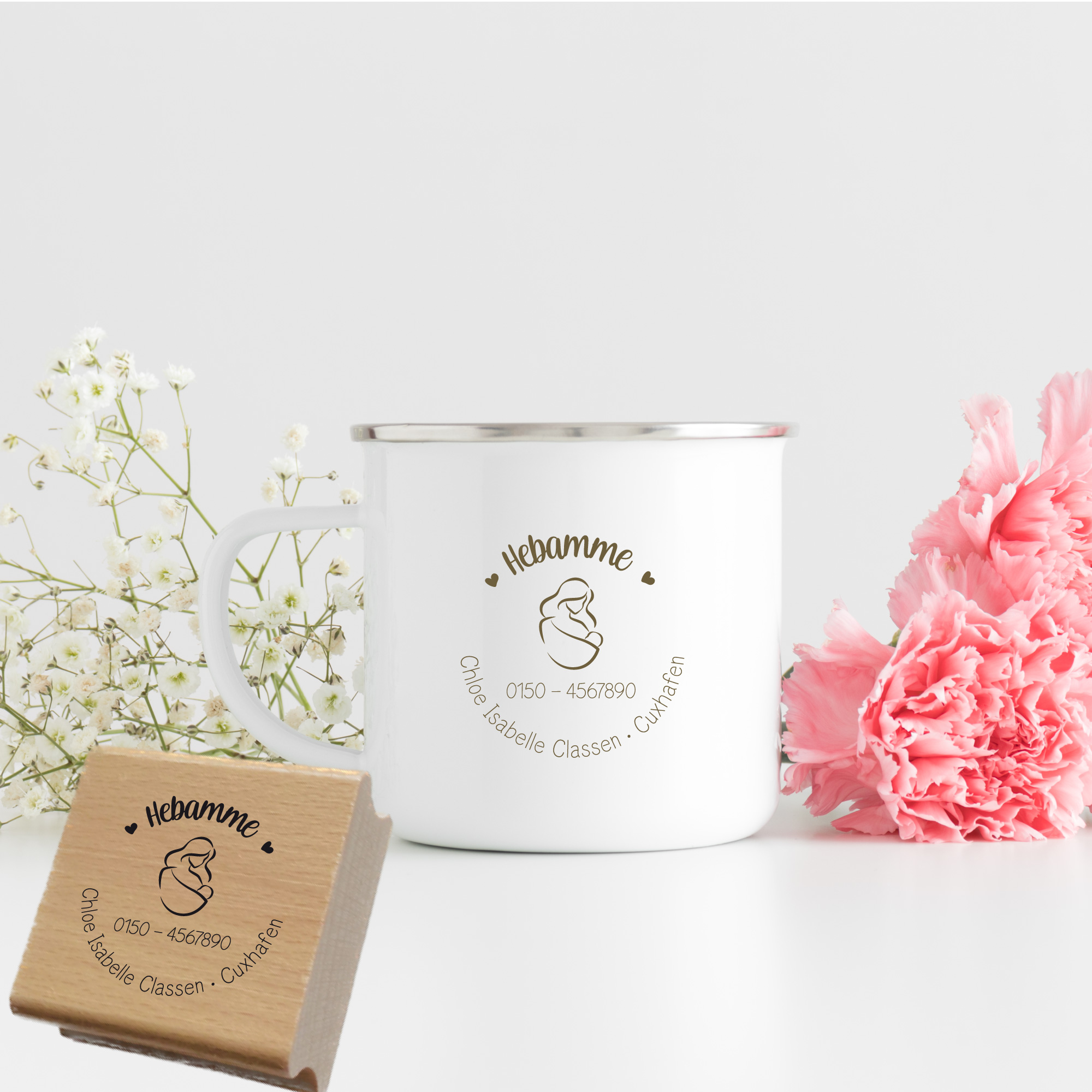 AdressSTEMPEL für Hebammen und Geburtshelfer "Chloe Isabelle" - personalisierbar