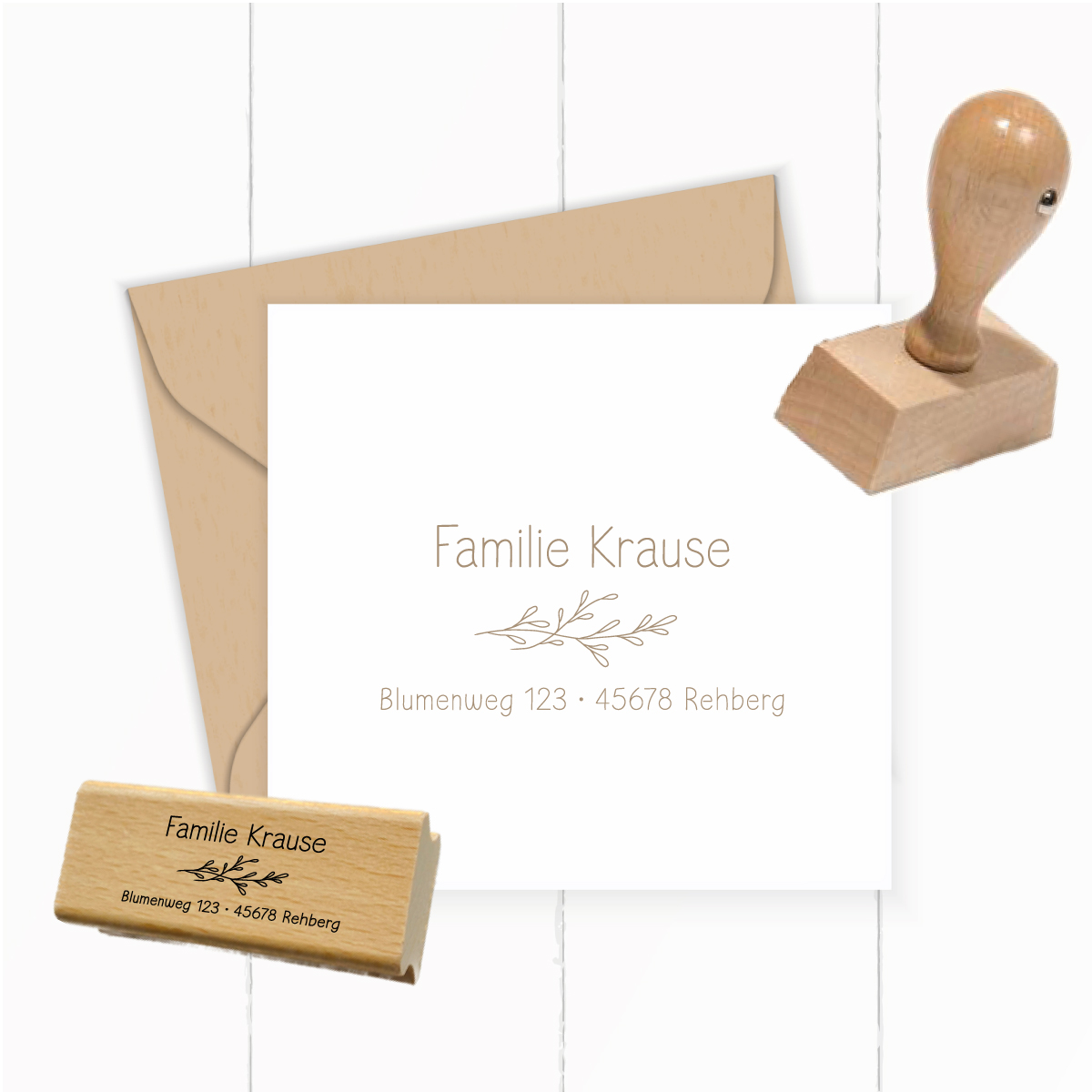 Personalisierbarer Adressstempel „Krause“ | 58 x 22 mm