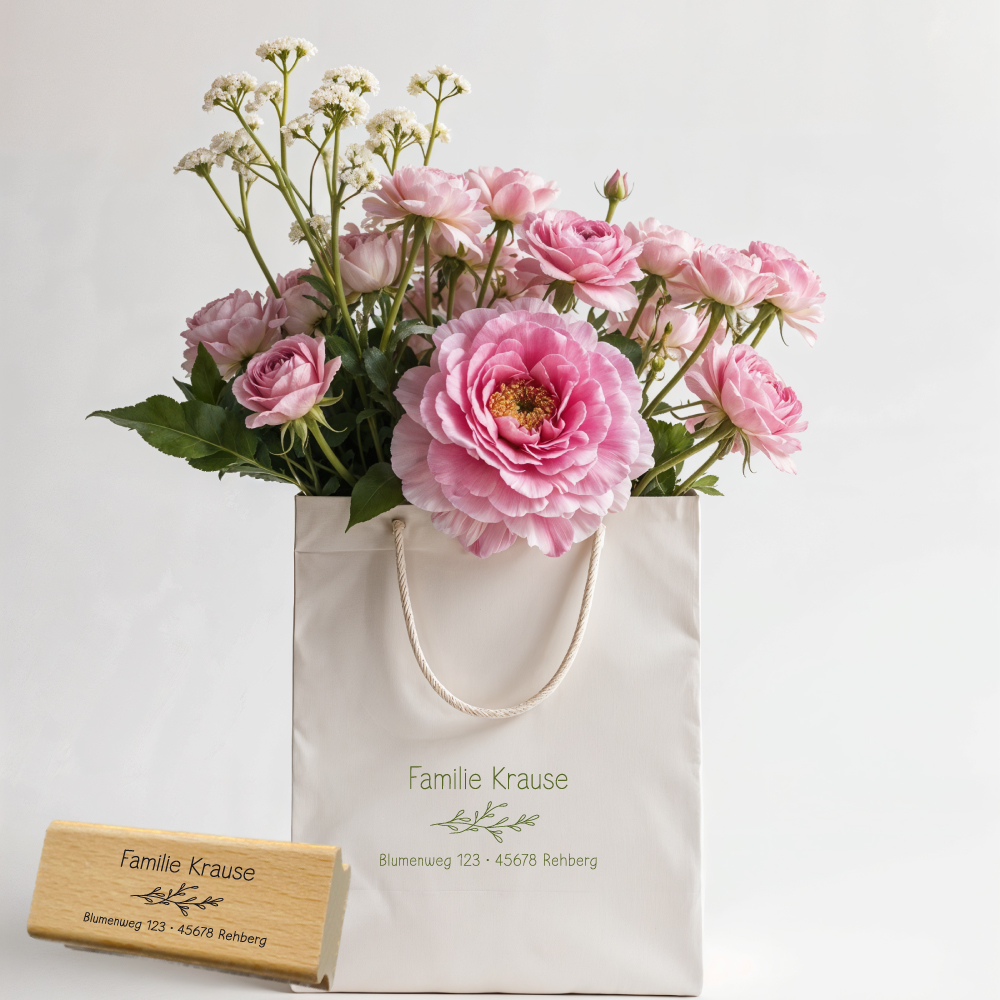 Personalisierbarer Adressstempel „Krause“ | 58 x 22 mm