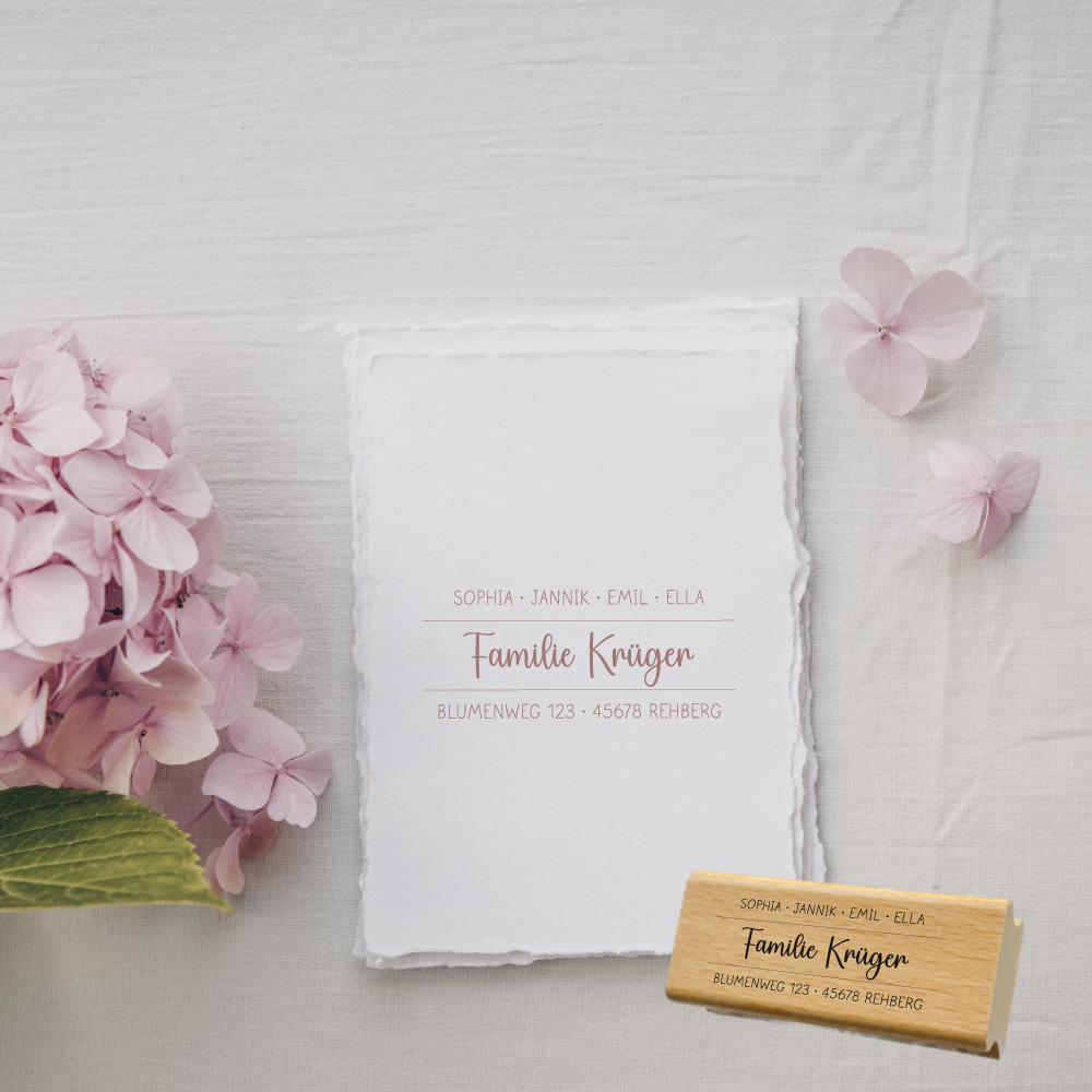 Personalisierbarer Adressstempel „Krüger“ | 58 x 22 mm