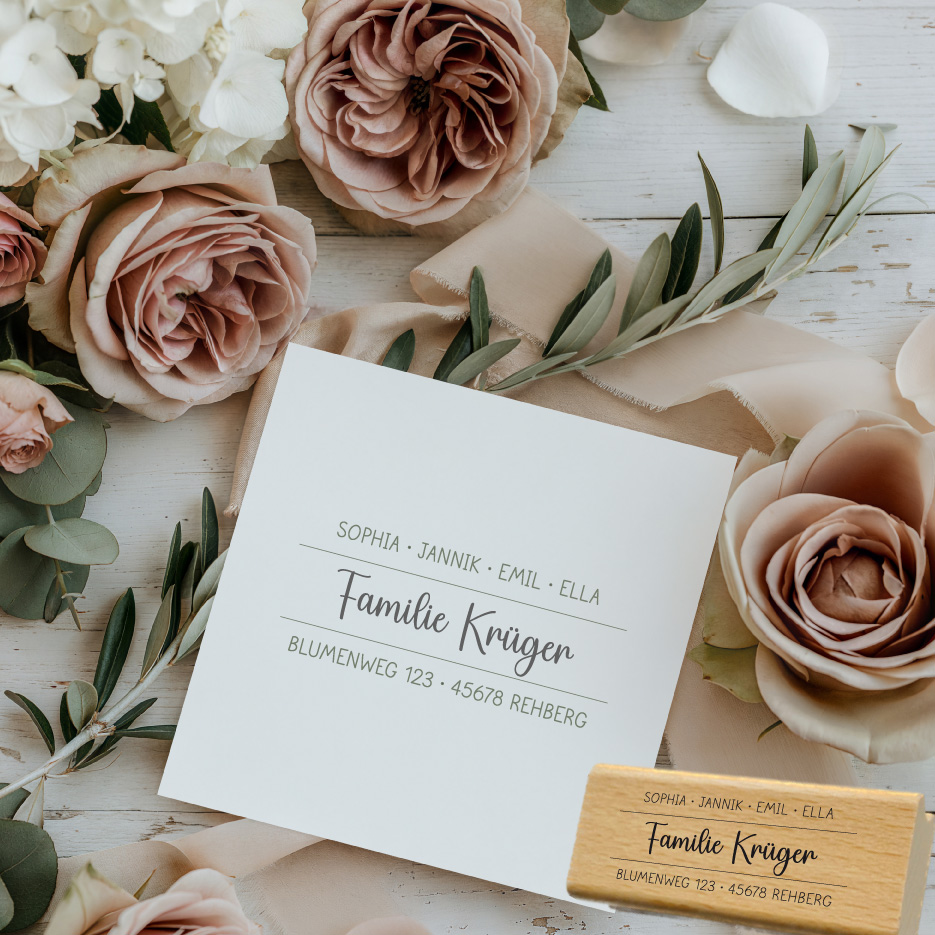 Personalisierbarer Adressstempel „Krüger“ | 58 x 22 mm