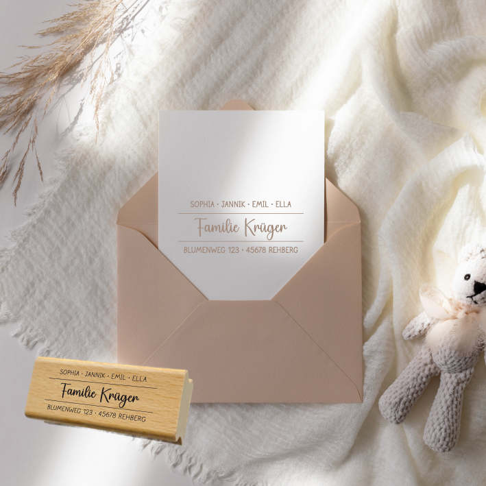Personalisierbarer Adressstempel „Krüger“ | 58 x 22 mm