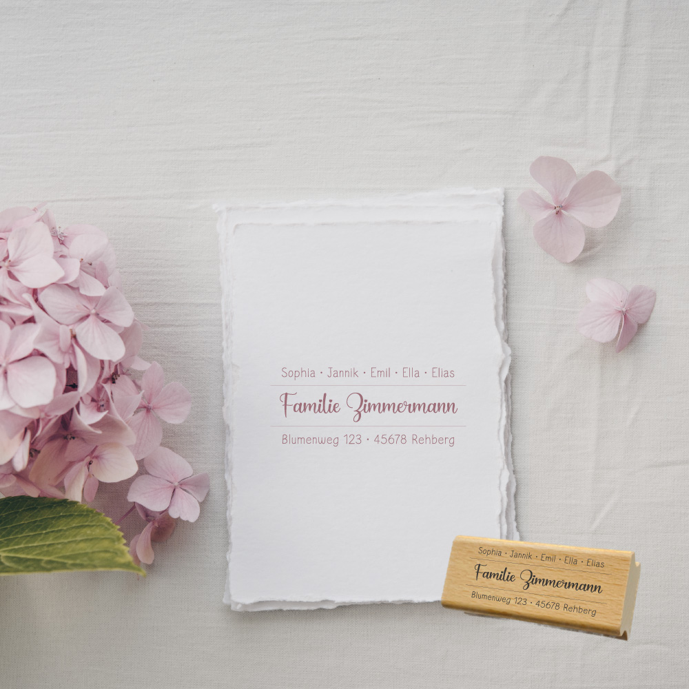 Personalisierbarer Adressstempel „Zimmermann“ | 58 x 22 mm