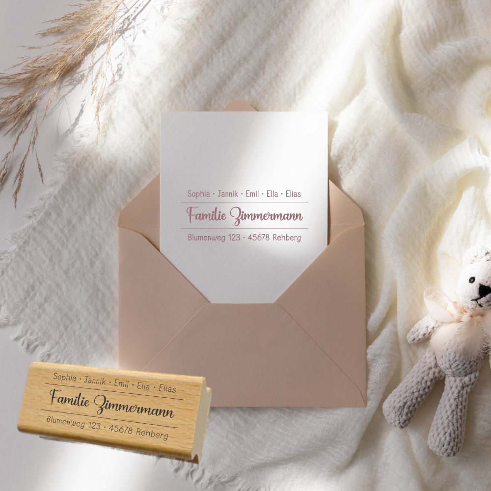 Personalisierbarer Adressstempel „Zimmermann“ | 58 x 22 mm