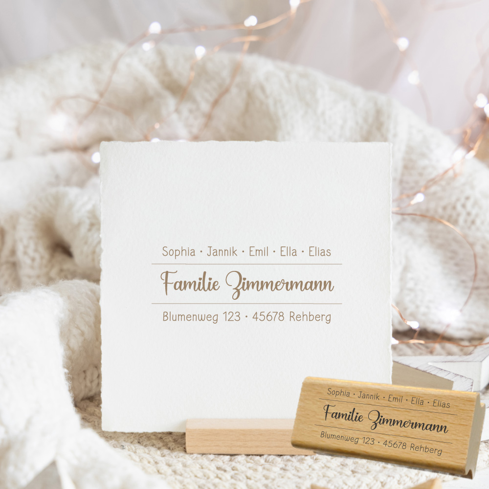 Personalisierbarer Adressstempel „Zimmermann“ | 58 x 22 mm