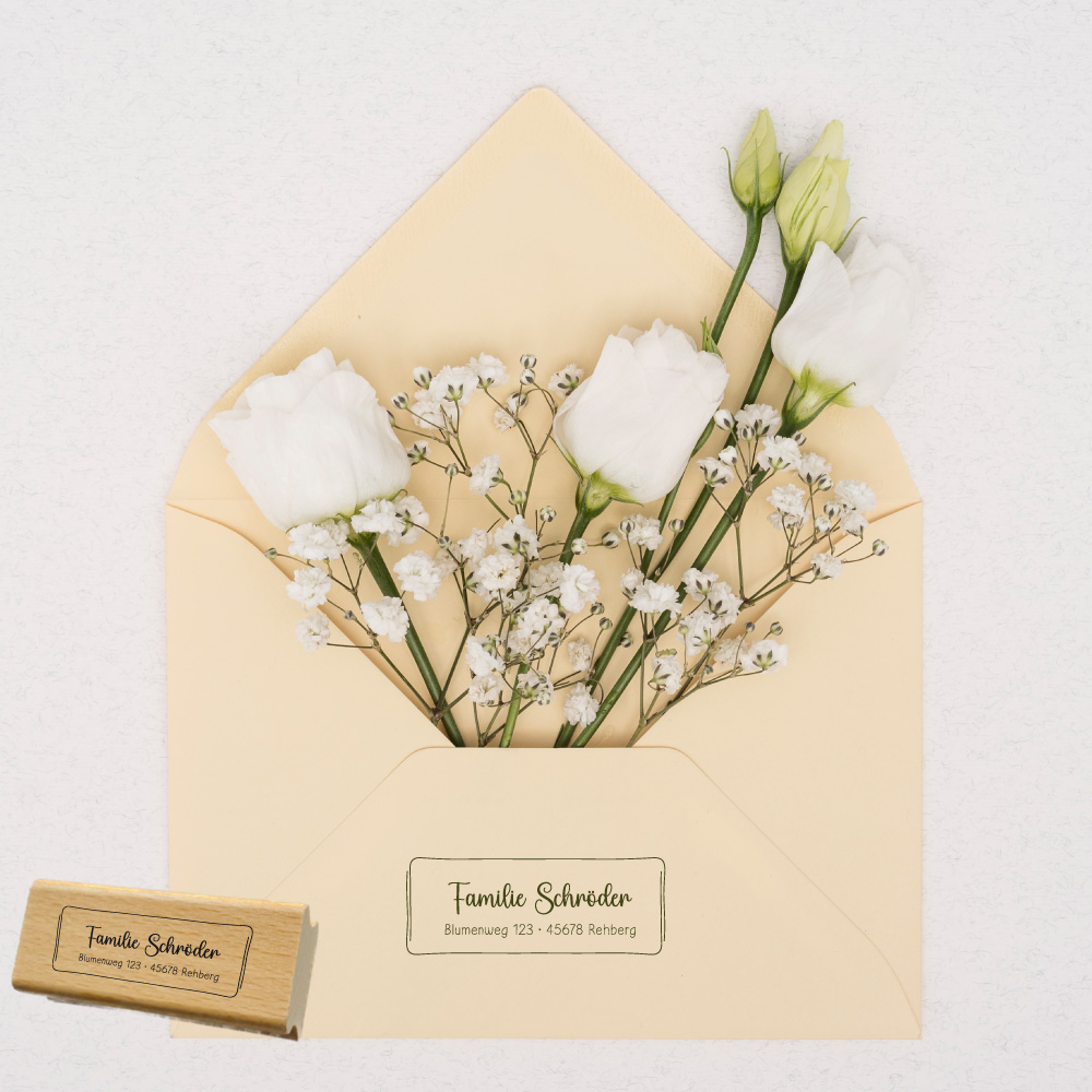 Personalisierbarer Adressstempel „Schröder“ | 58 x 22 mm