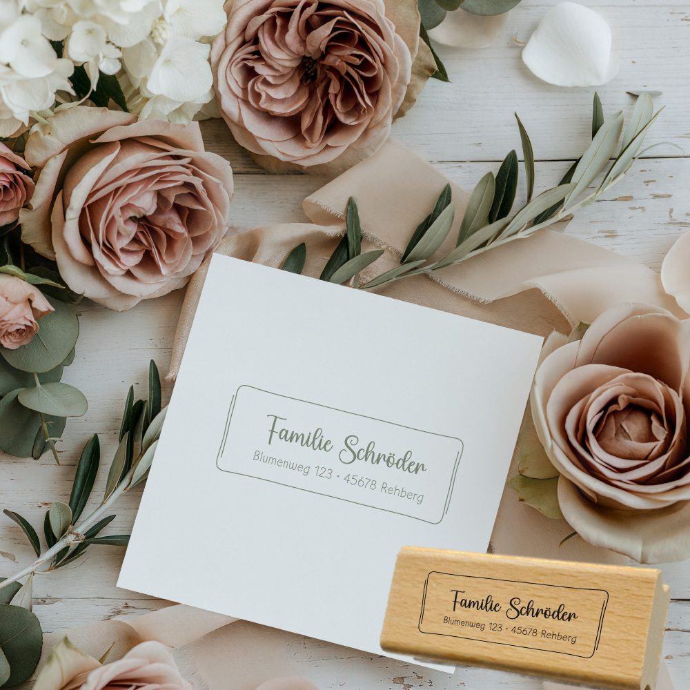 Personalisierbarer Adressstempel „Schröder“ | 58 x 22 mm