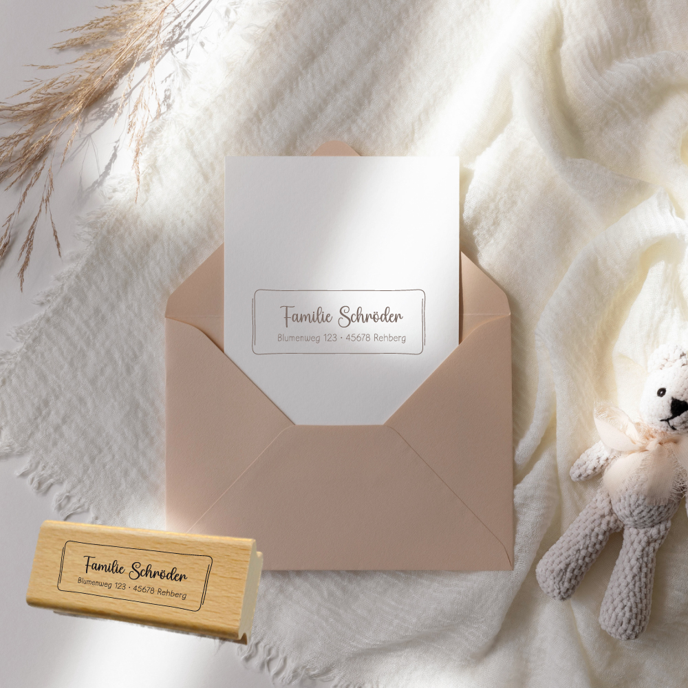 Personalisierbarer Adressstempel „Schröder“ | 58 x 22 mm