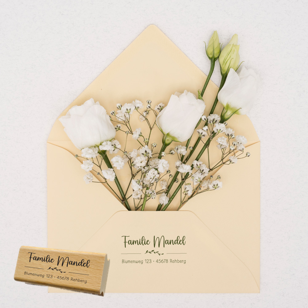 Personalisierbarer Adressstempel „Mandel“ | 58 x 22 mm 