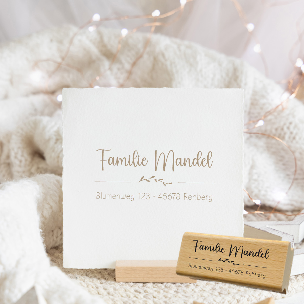 Personalisierbarer Adressstempel „Mandel“ | 58 x 22 mm 
