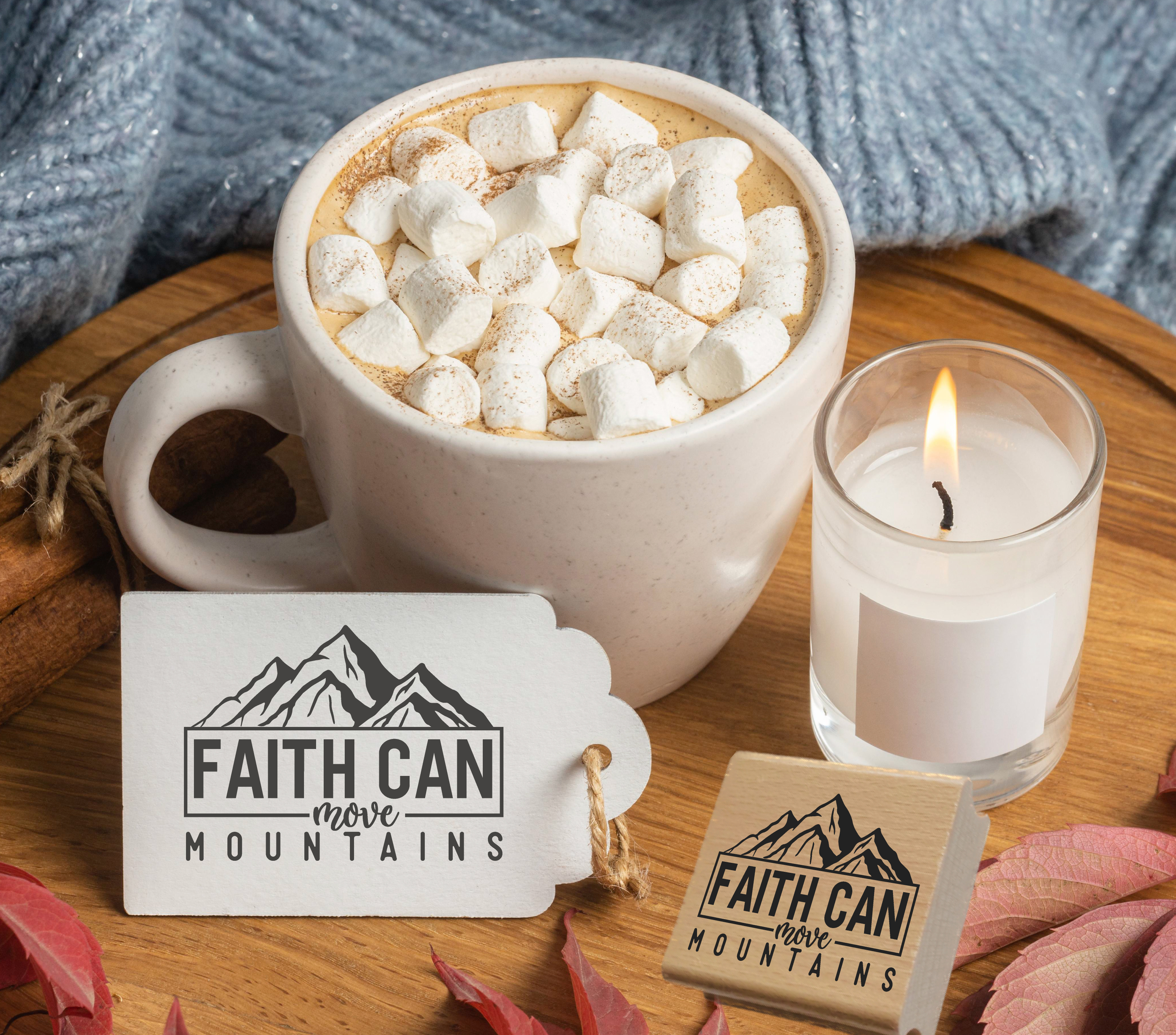 Stempel "Faith can move mountains" Christlicher Stempel mit Berg Motiv | Glaube & Ermutigung
