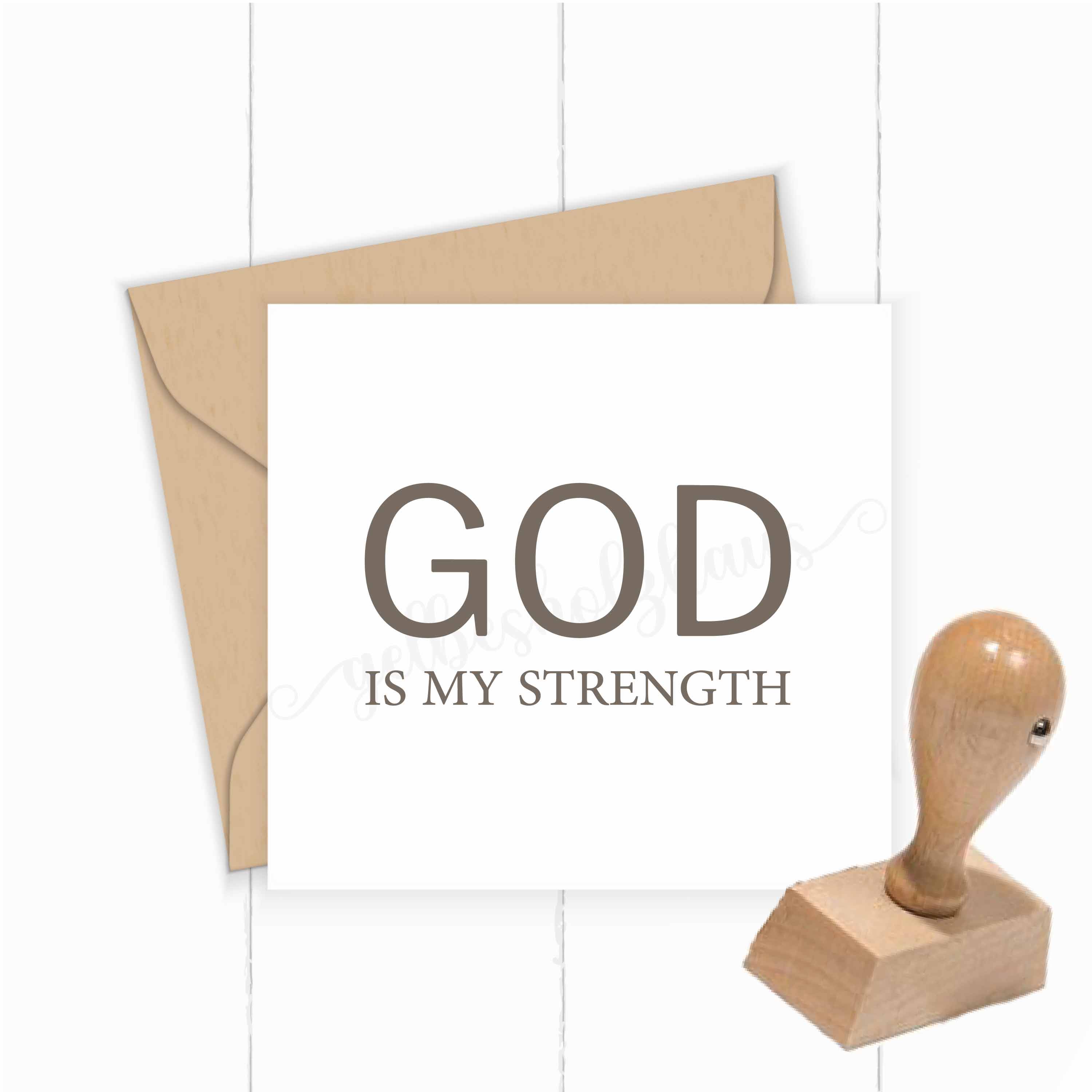 Christlicher Stempel „God is my strength“ – Minimalistischer Bibelvers Stempel | Glaube & Kraft - ST0642