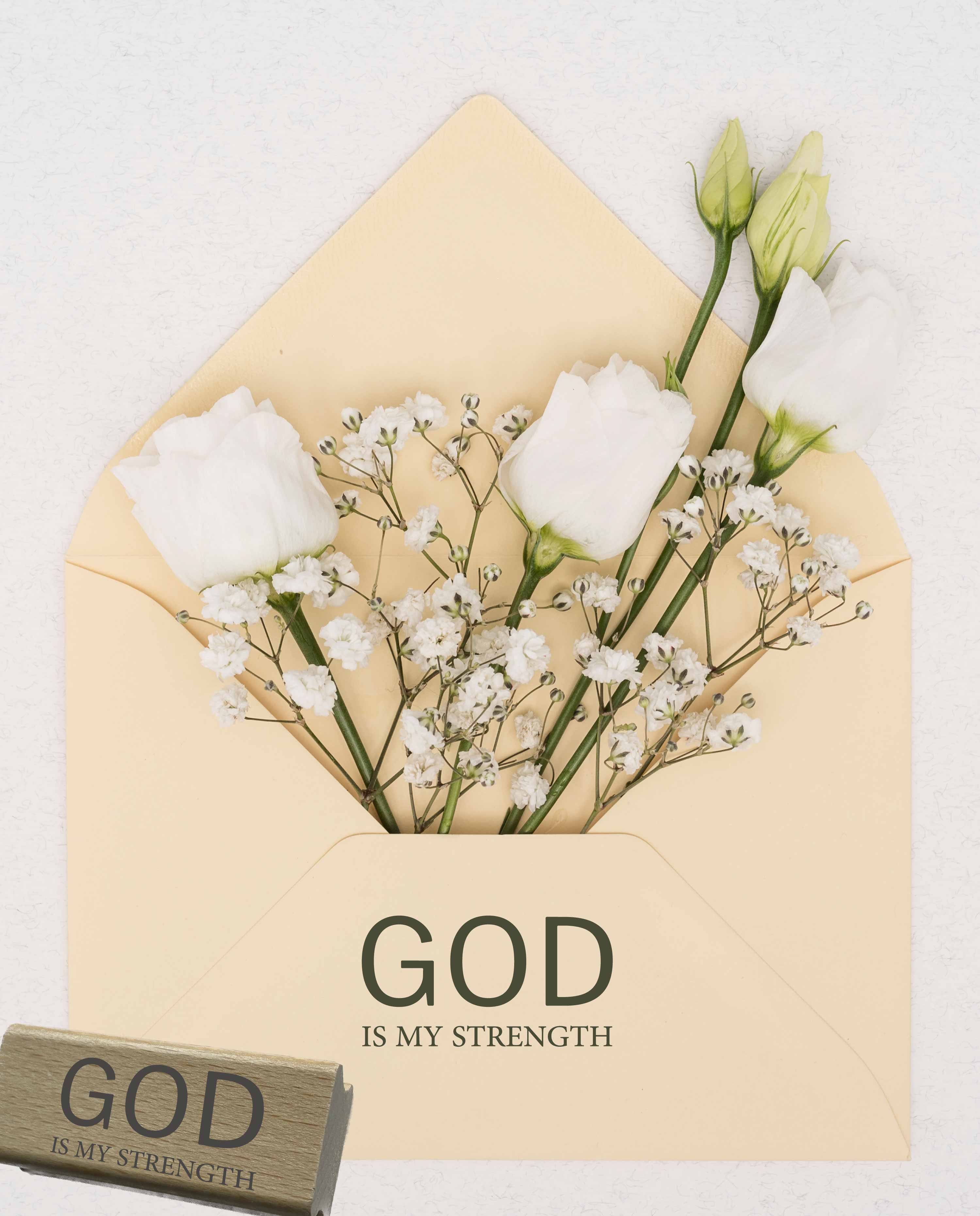 Christlicher Stempel „God is my strength“ – Minimalistischer Bibelvers Stempel | Glaube & Kraft