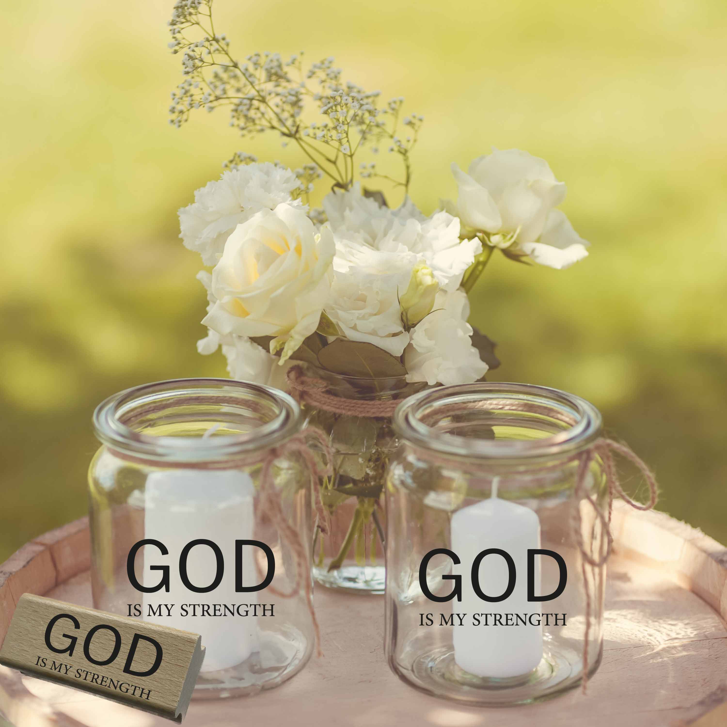 Christlicher Stempel „God is my strength“ – Minimalistischer Bibelvers Stempel | Glaube & Kraft