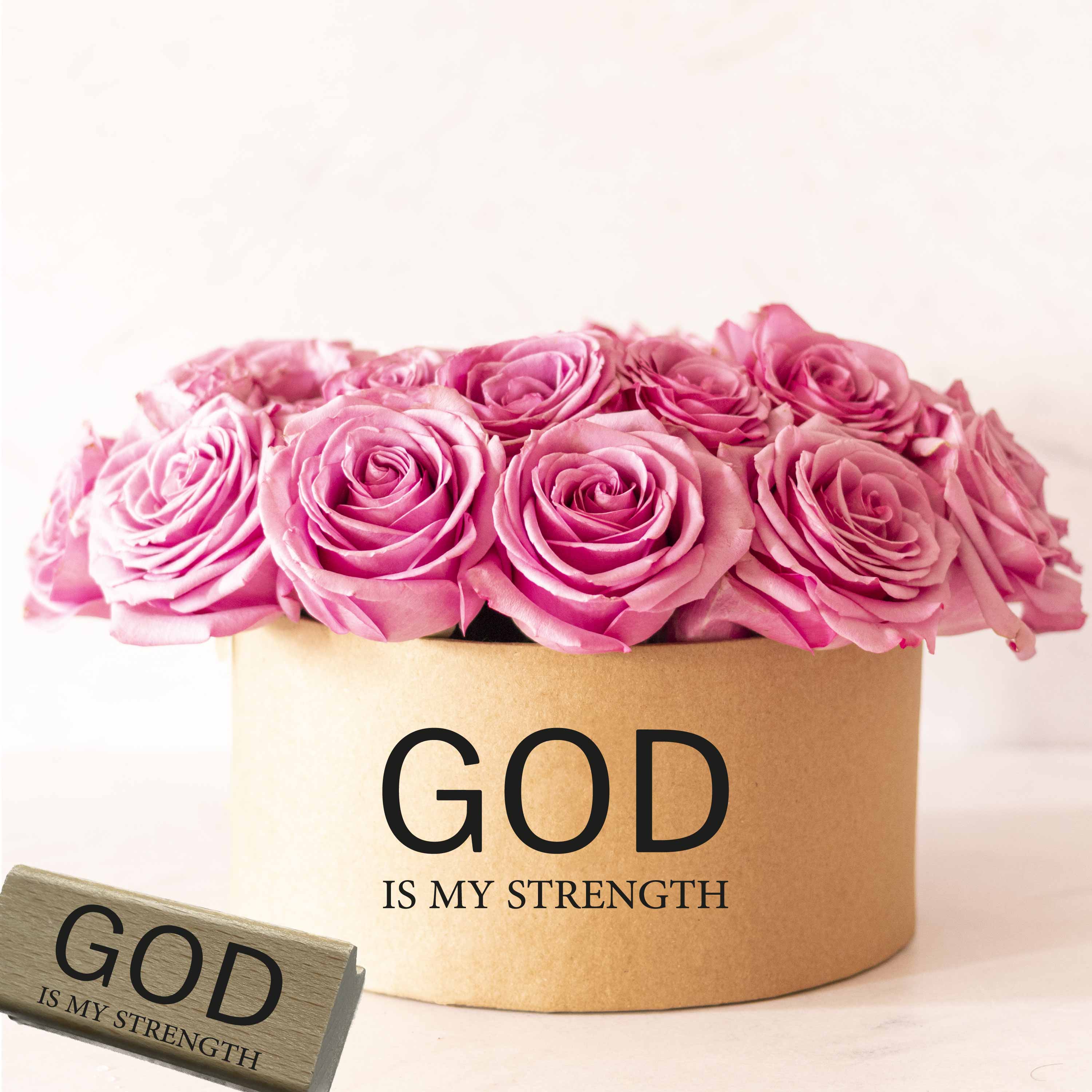 Christlicher Stempel „God is my strength“ – Minimalistischer Bibelvers Stempel | Glaube & Kraft