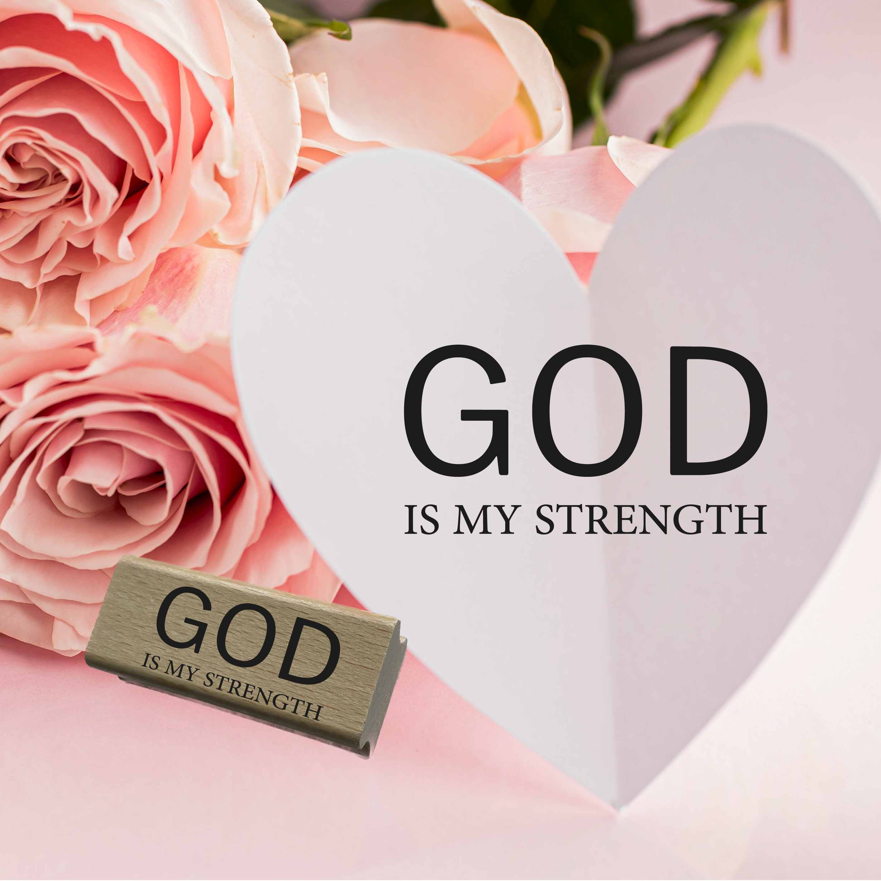 Christlicher Stempel „God is my strength“ – Minimalistischer Bibelvers Stempel | Glaube & Kraft