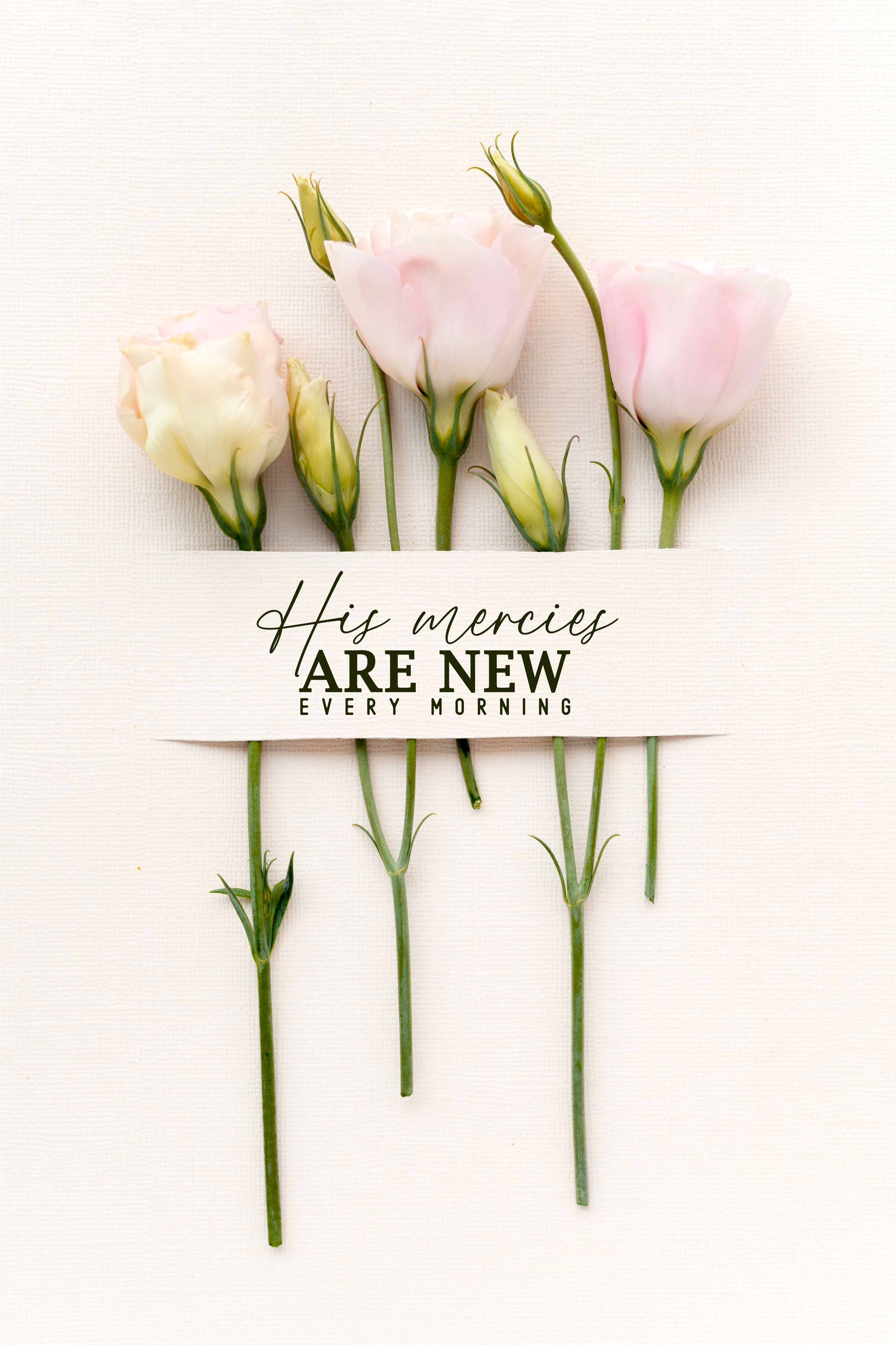 Bibelvers-Stempel "His mercies are new every morning" | Modernes Lettering | Holzstempel & Selbstfärber