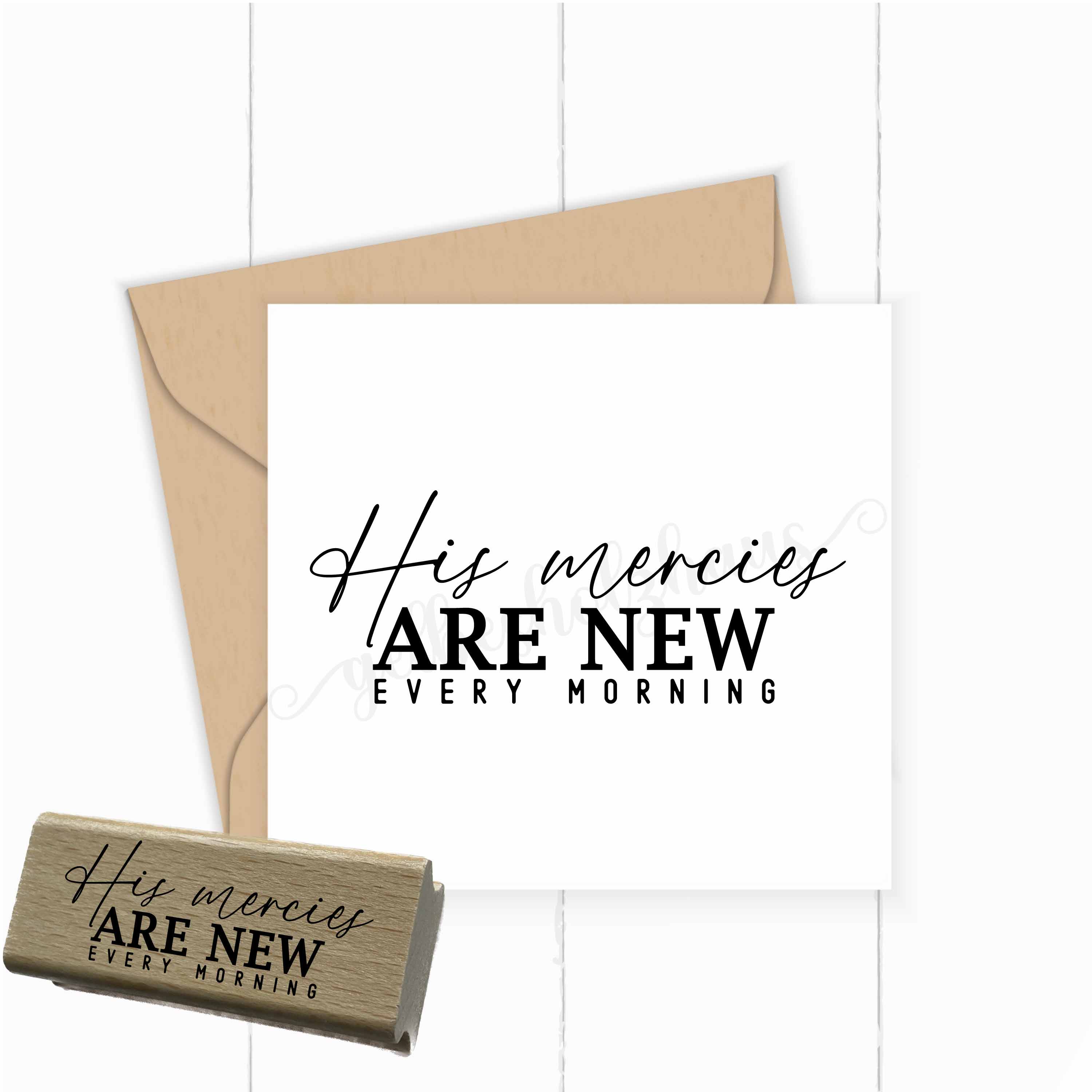 Bibelvers-Stempel "His mercies are new every morning" | Modernes Lettering | Holzstempel & Selbstfärber - ST0645