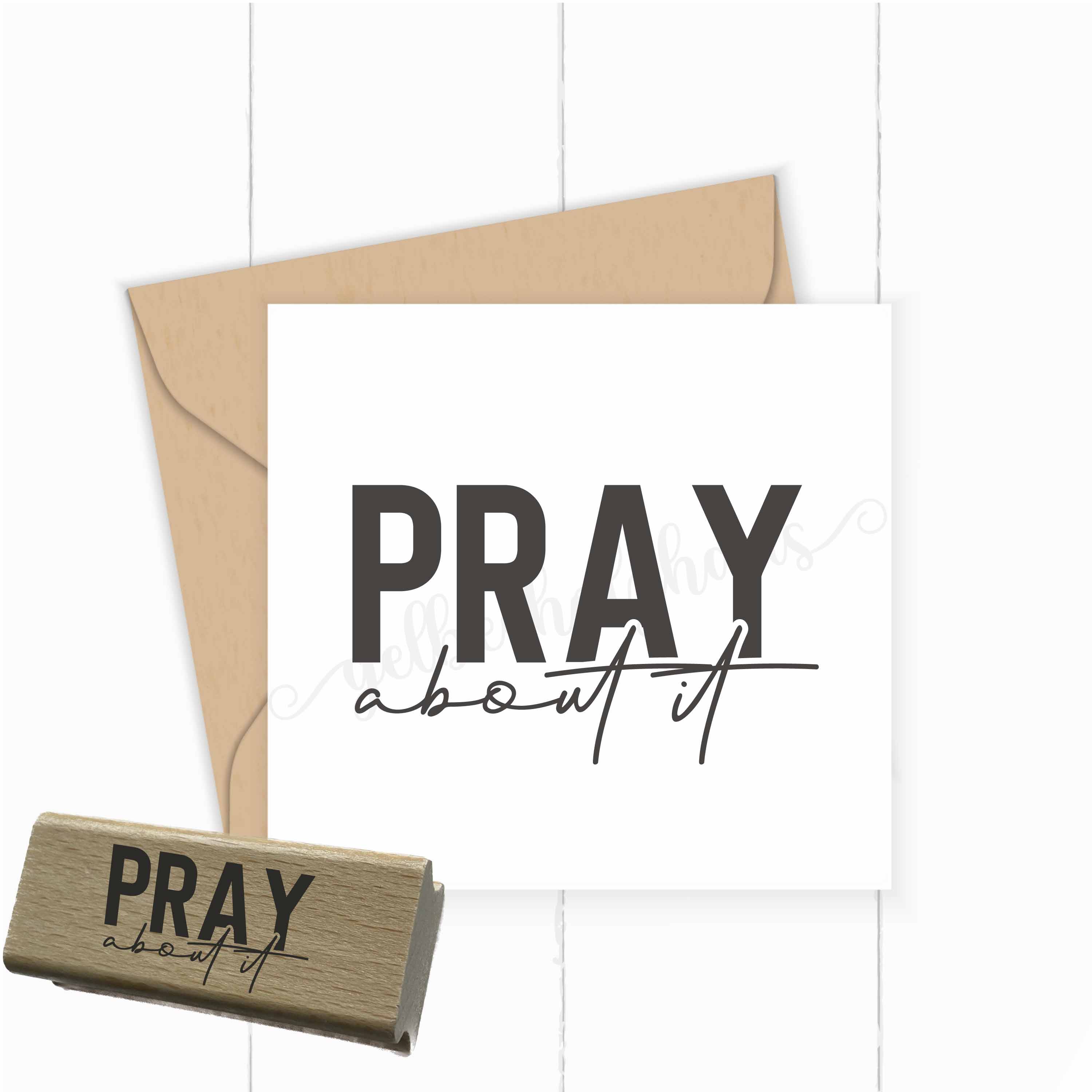 Stempel „PRAY about it“ | Modernes Handlettering & Typografie | Christlicher Holzstempel & Selbstfärber