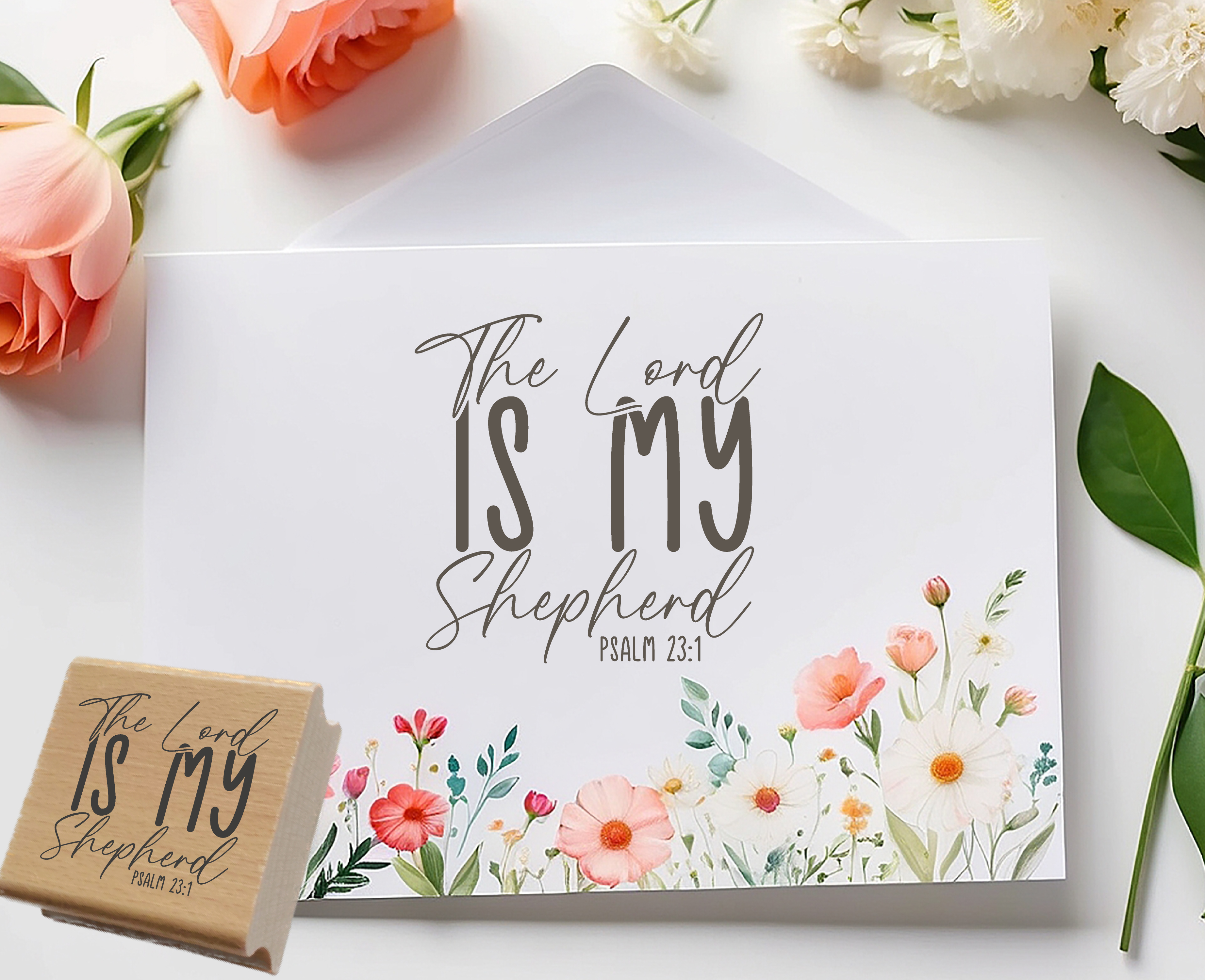 Hochwertiger Stempel "The Lord is my Shepherd" | Bibelvers Psalm 23