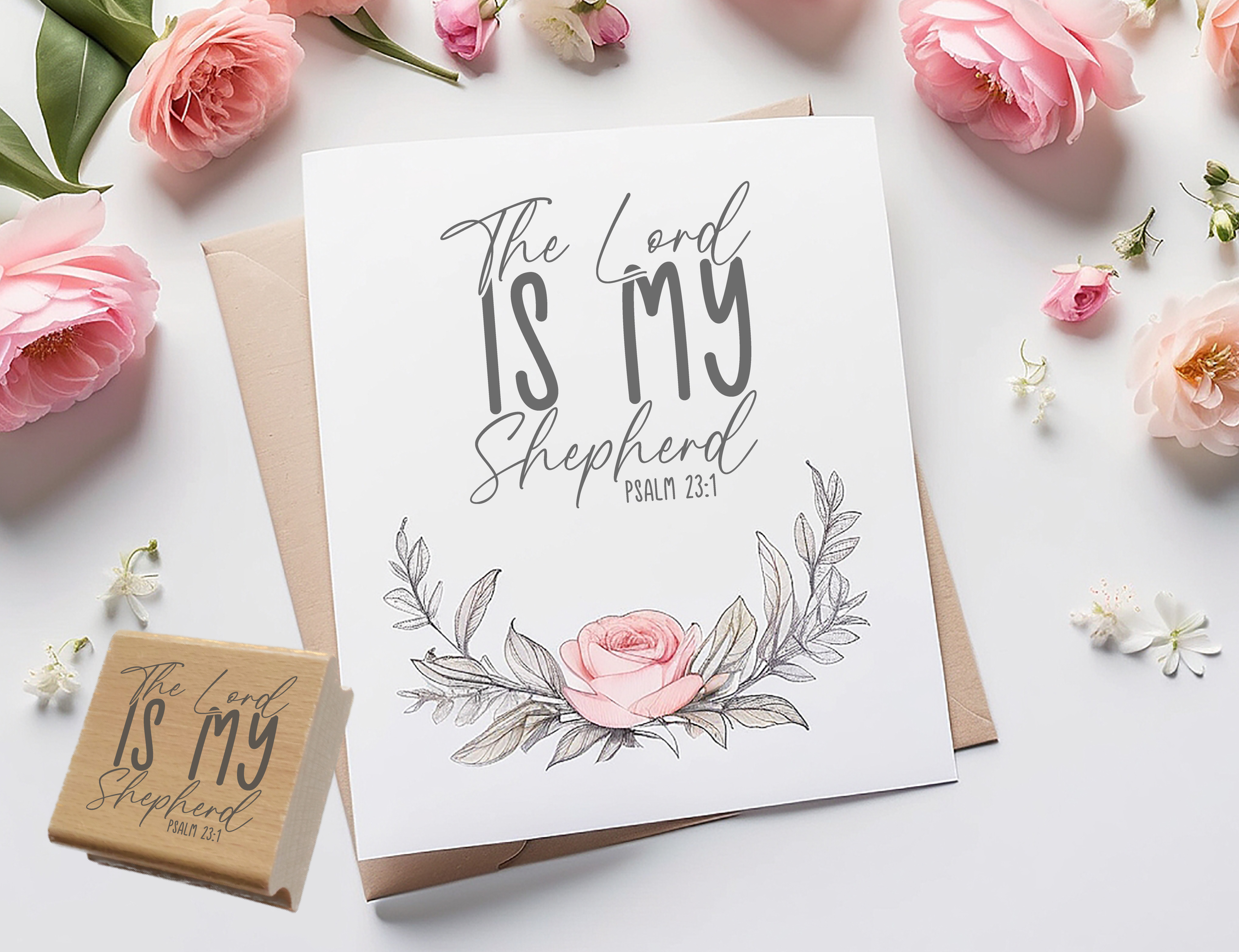 Hochwertiger Stempel "The Lord is my Shepherd" | Bibelvers Psalm 23