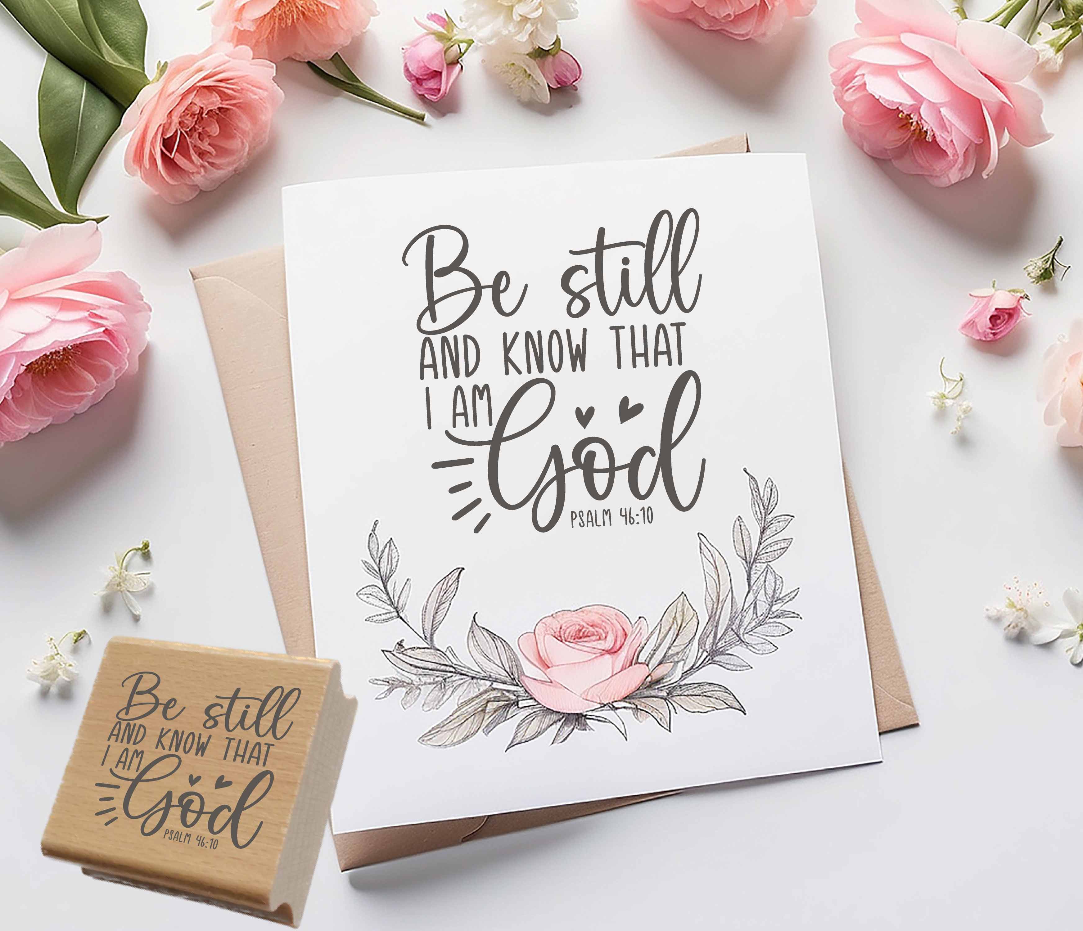 Hochwertiger Stempel "Be still and know that I am God" Psalm 46:10 | Holzstempel oder Selbstfärber
