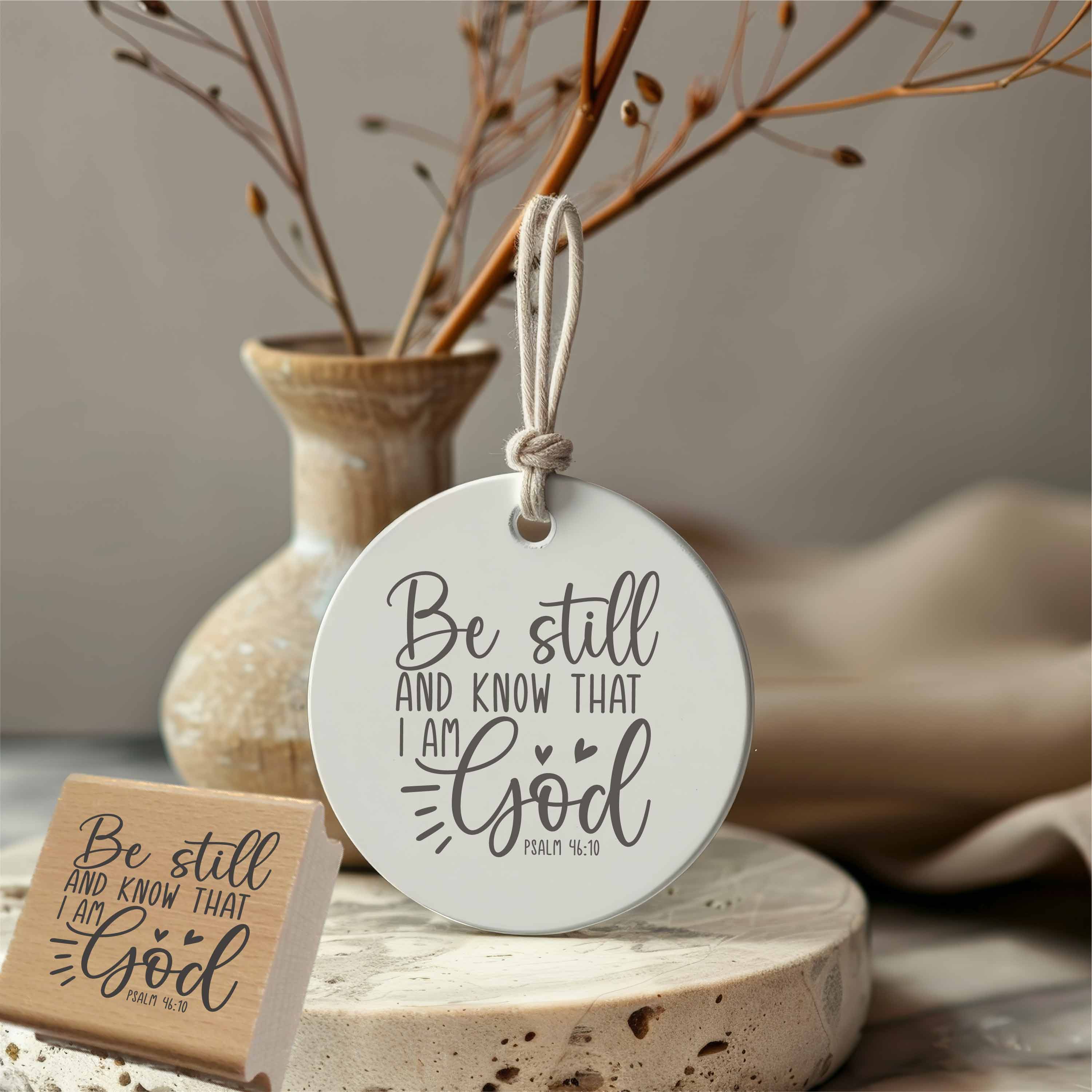 Hochwertiger Stempel "Be still and know that I am God" Psalm 46:10 | Holzstempel oder Selbstfärber