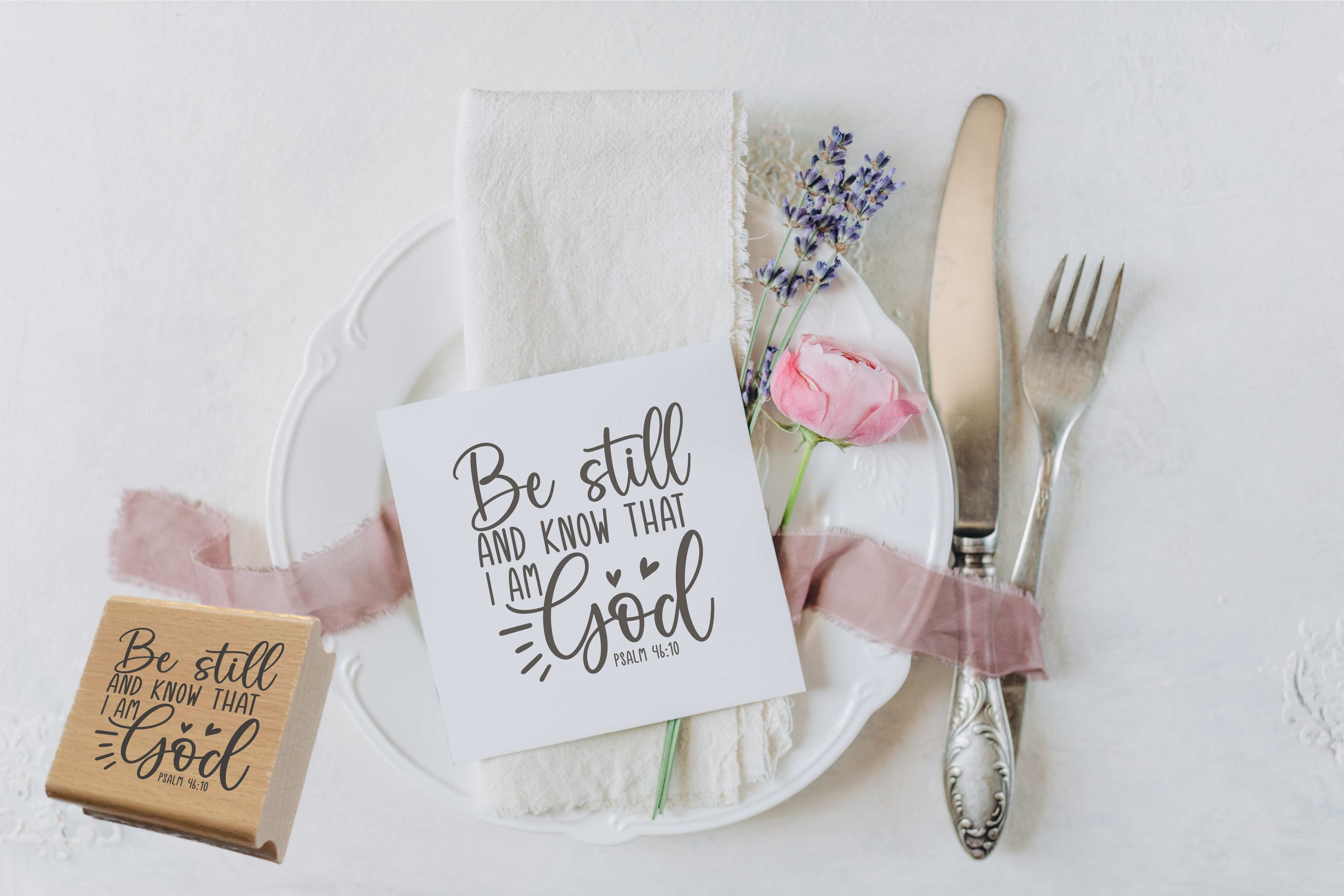 Hochwertiger Stempel "Be still and know that I am God" Psalm 46:10 | Holzstempel oder Selbstfärber