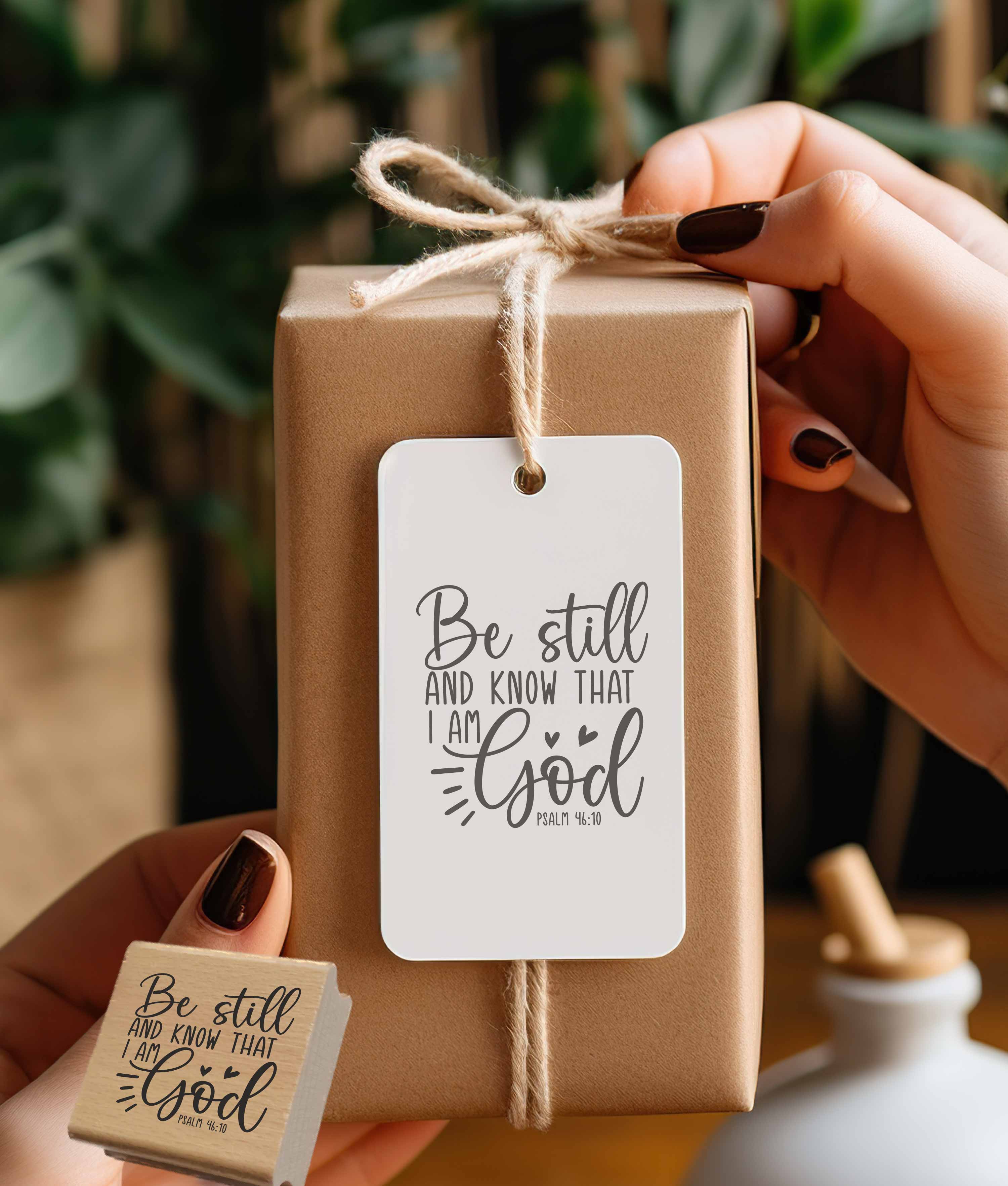 Hochwertiger Stempel "Be still and know that I am God" Psalm 46:10 | Holzstempel oder Selbstfärber