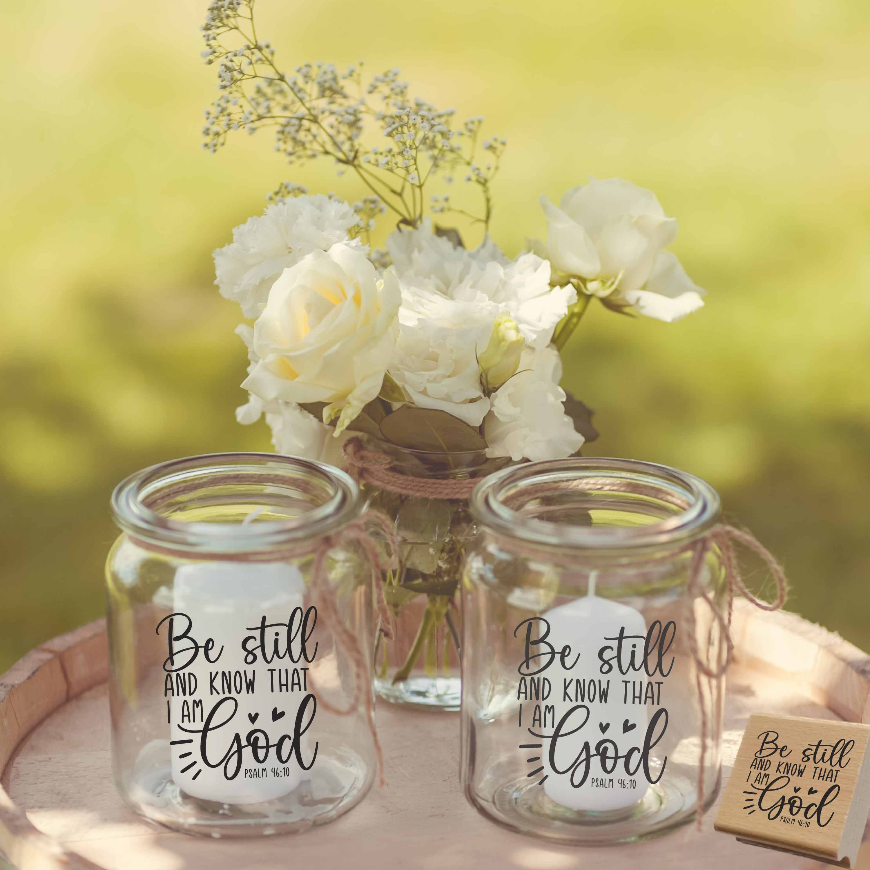 Hochwertiger Stempel "Be still and know that I am God" Psalm 46:10 | Holzstempel oder Selbstfärber