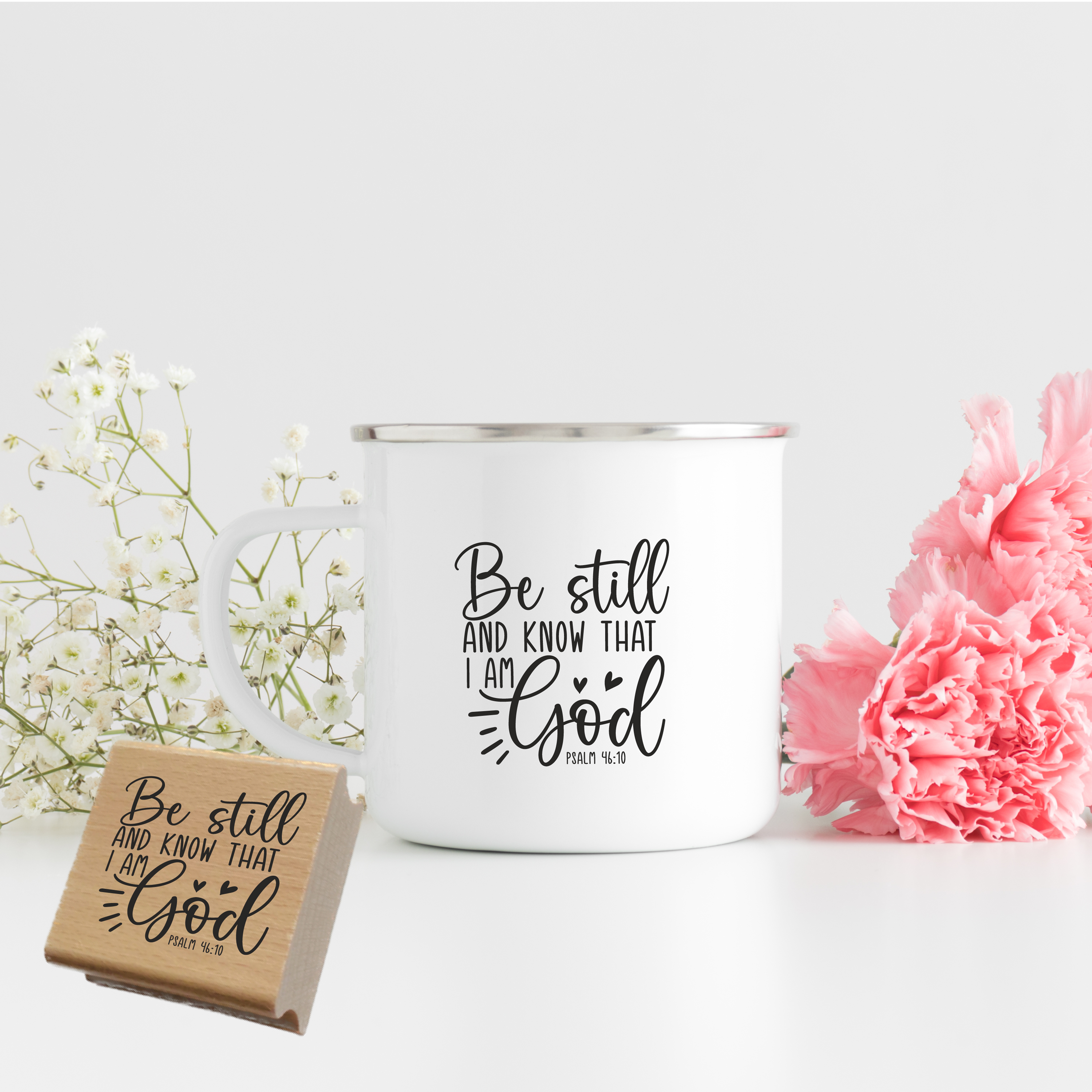 Hochwertiger Stempel "Be still and know that I am God" Psalm 46:10 | Holzstempel oder Selbstfärber