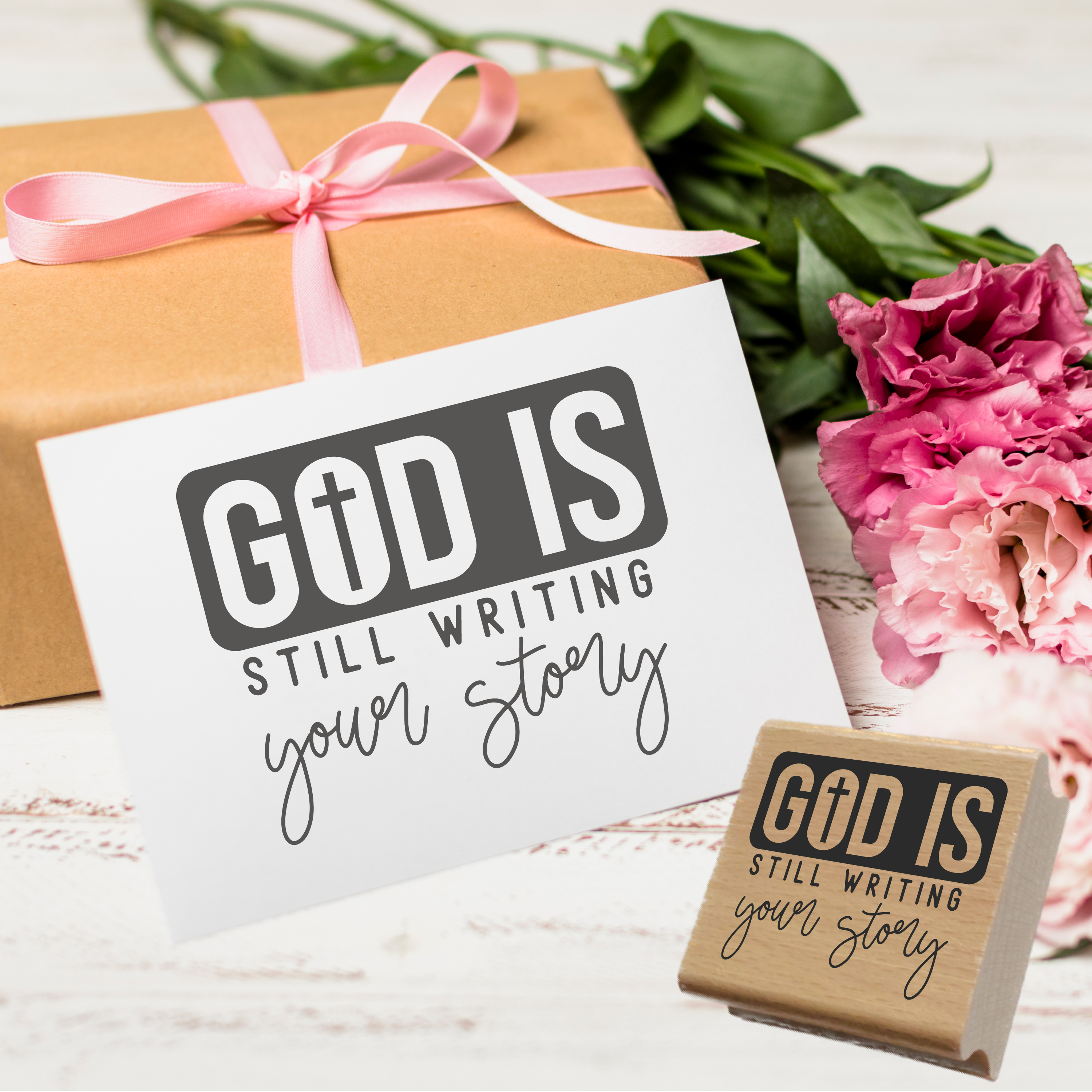 Hochwertiger Stempel "God is still writing your story" | Holzstempel oder Selbstfärber