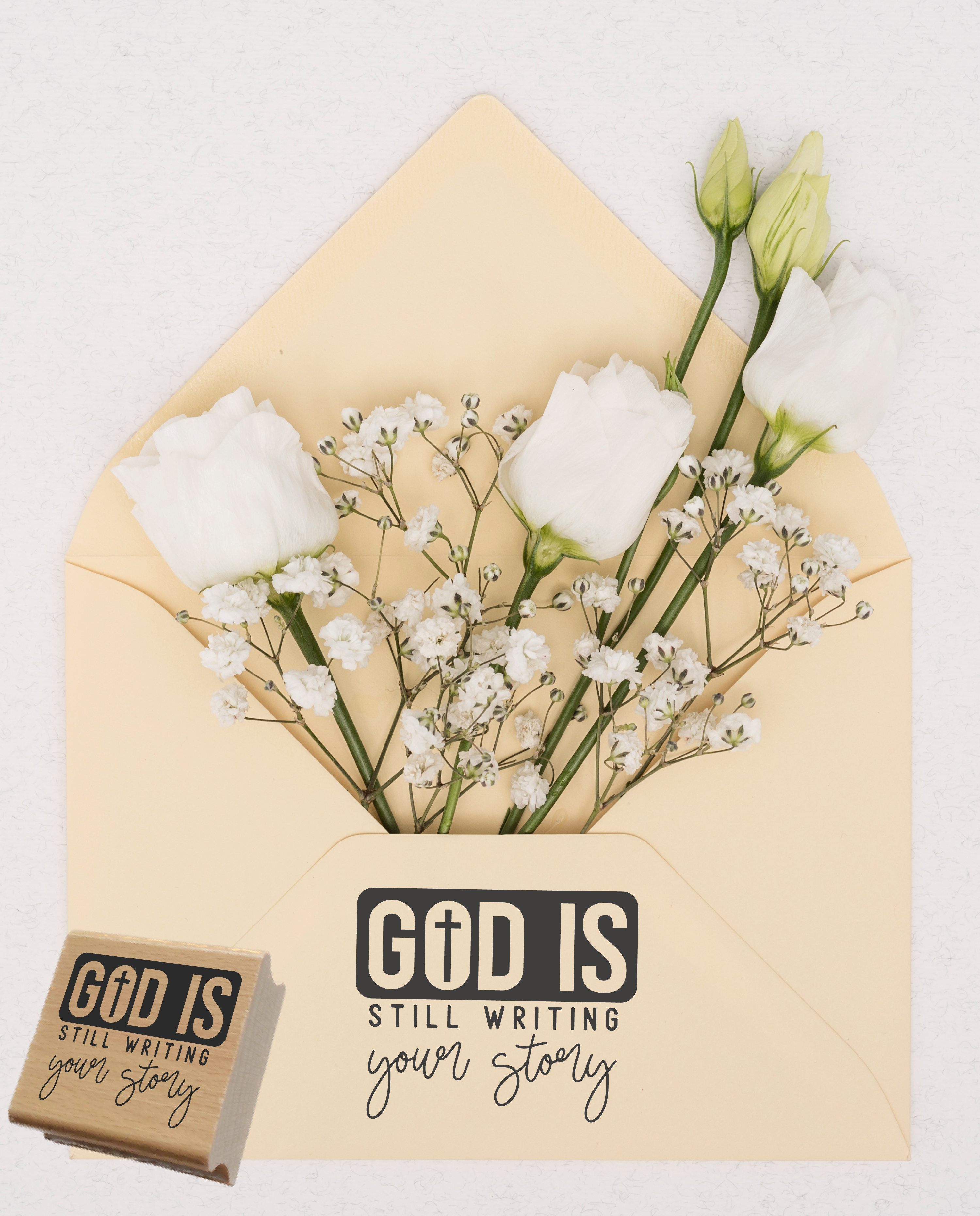 Hochwertiger Stempel "God is still writing your story" | Holzstempel oder Selbstfärber