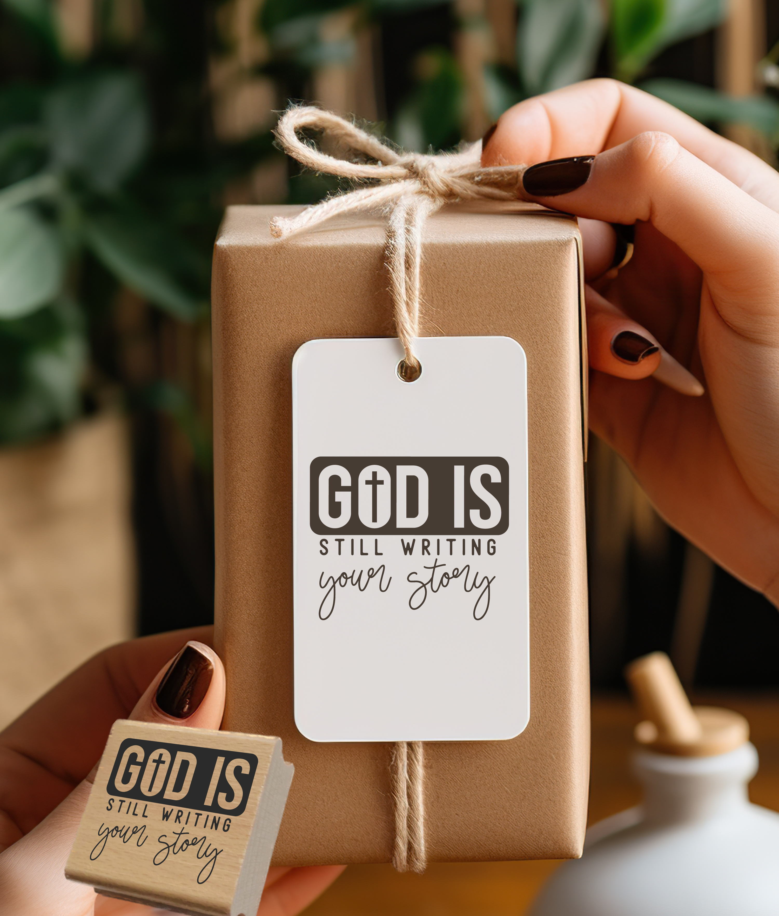Hochwertiger Stempel "God is still writing your story" | Holzstempel oder Selbstfärber