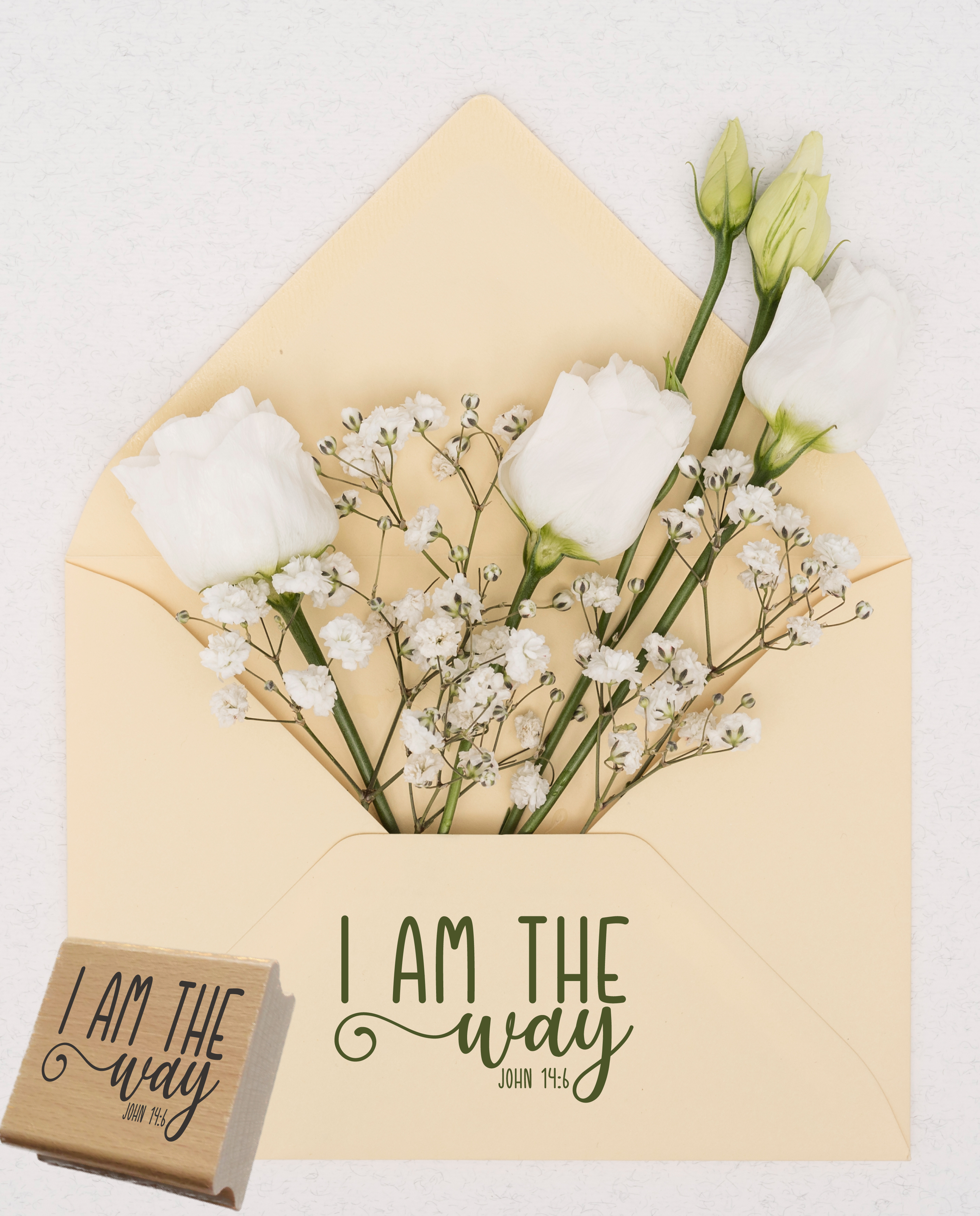Hochwertiger Stempel "I am the way" JOHN 14:6 | Mutmacher & Kraftspender | Holzstempel oder Selbstfärber