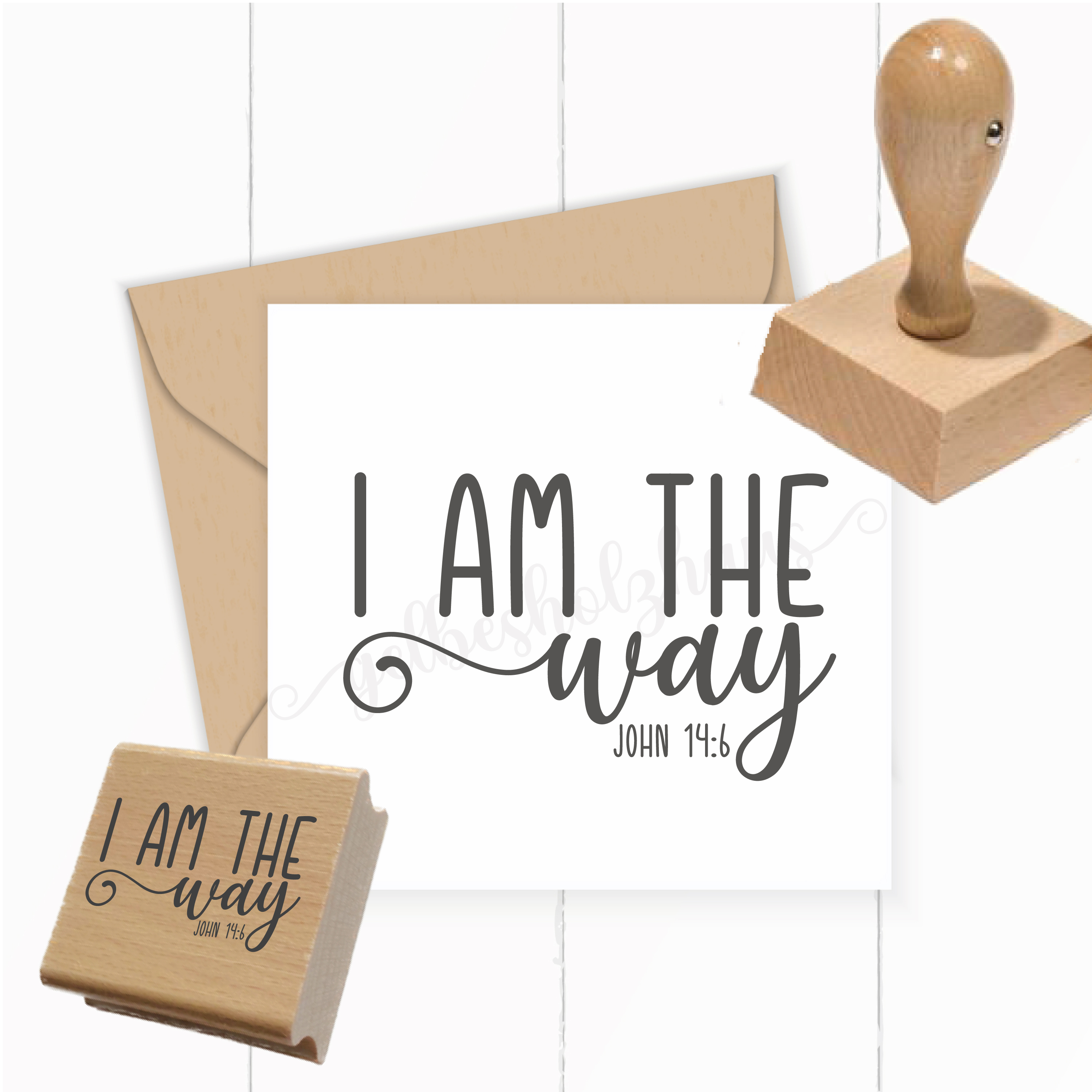 Hochwertiger Stempel "I am the way" JOHN 14:6 | Mutmacher & Kraftspender | Holzstempel oder Selbstfärber