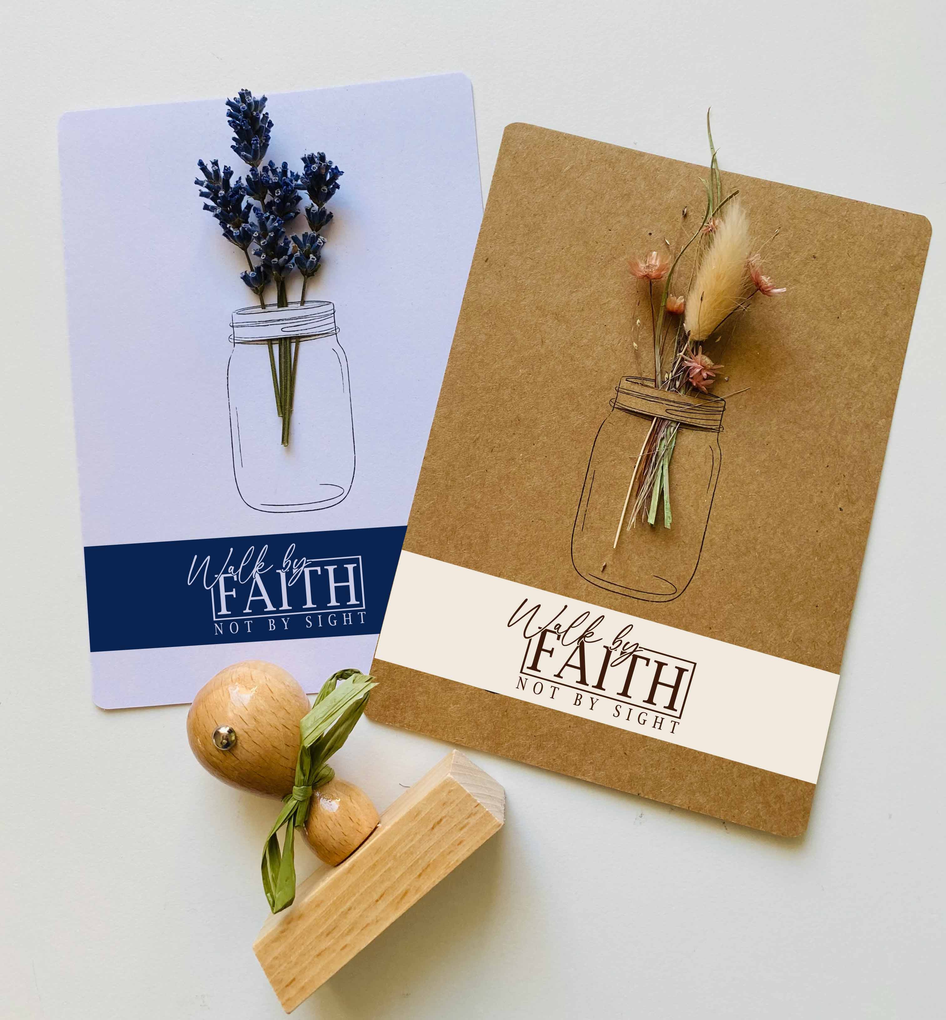 Stempel "Walk by FAITH not by sight" | Christliches Motiv für Karten & Journaling | Holzstempel oder Selbstfärber