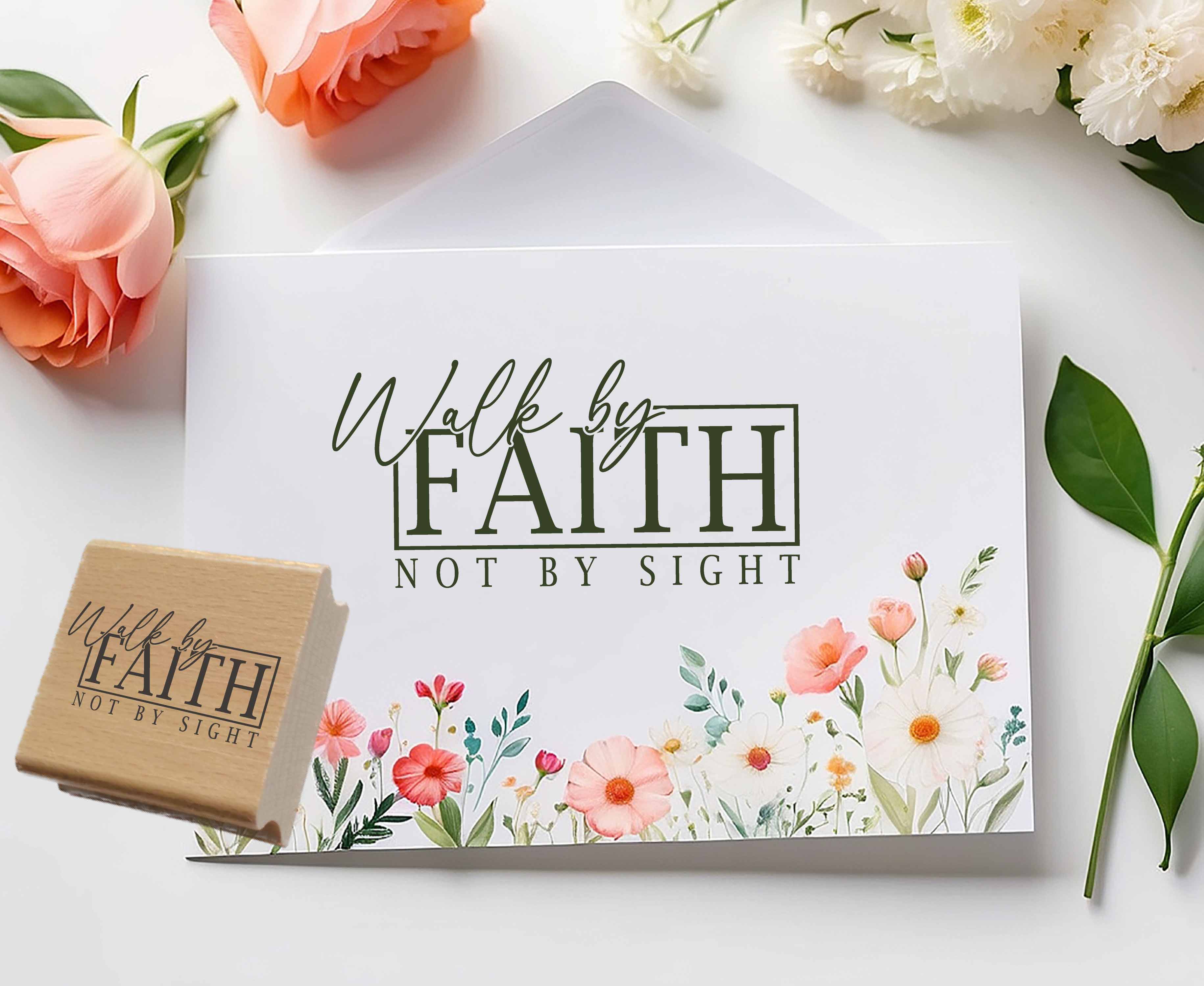 Stempel "Walk by FAITH not by sight" | Christliches Motiv für Karten & Journaling | Holzstempel oder Selbstfärber