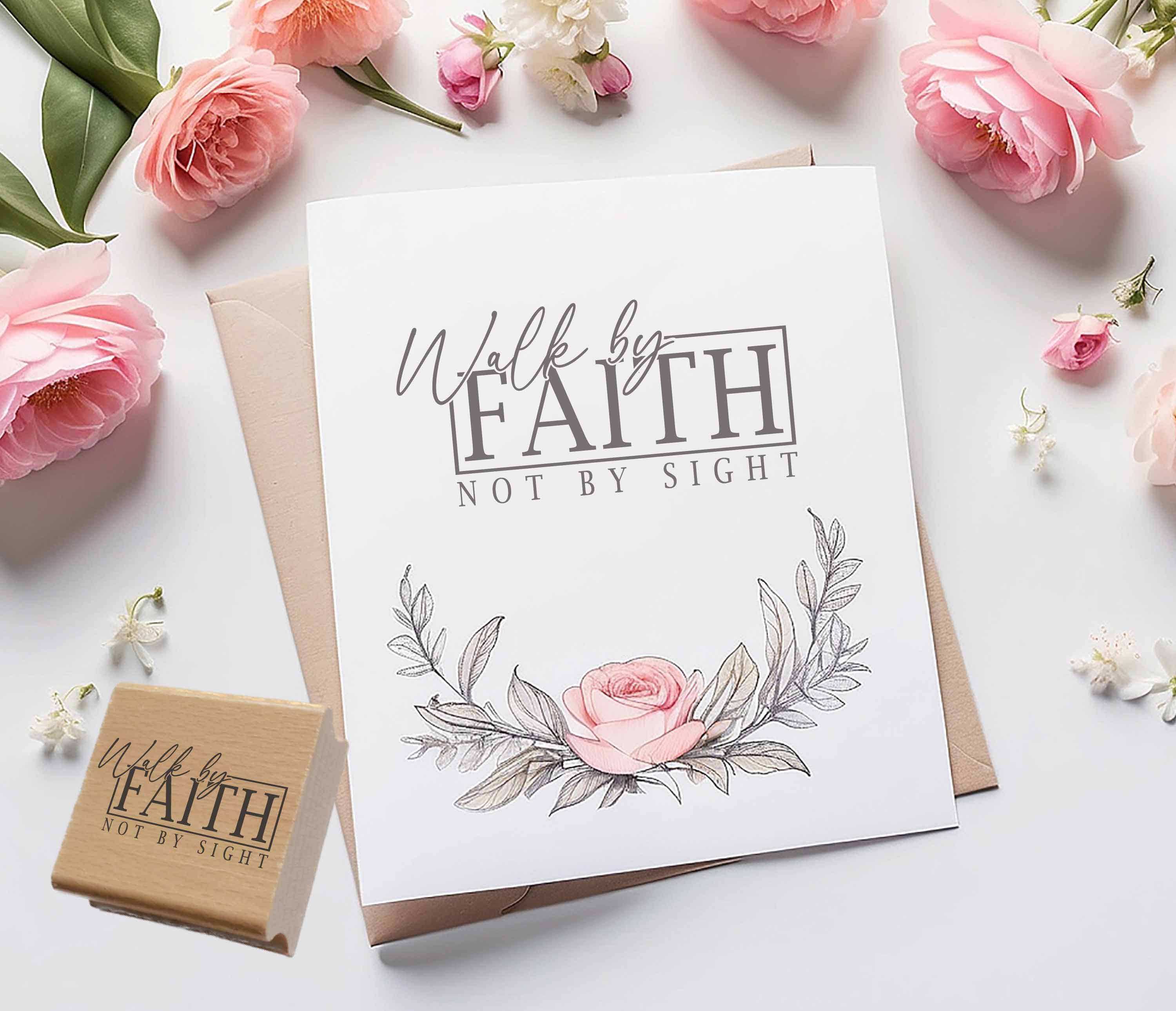 Stempel "Walk by FAITH not by sight" | Christliches Motiv für Karten & Journaling | Holzstempel oder Selbstfärber