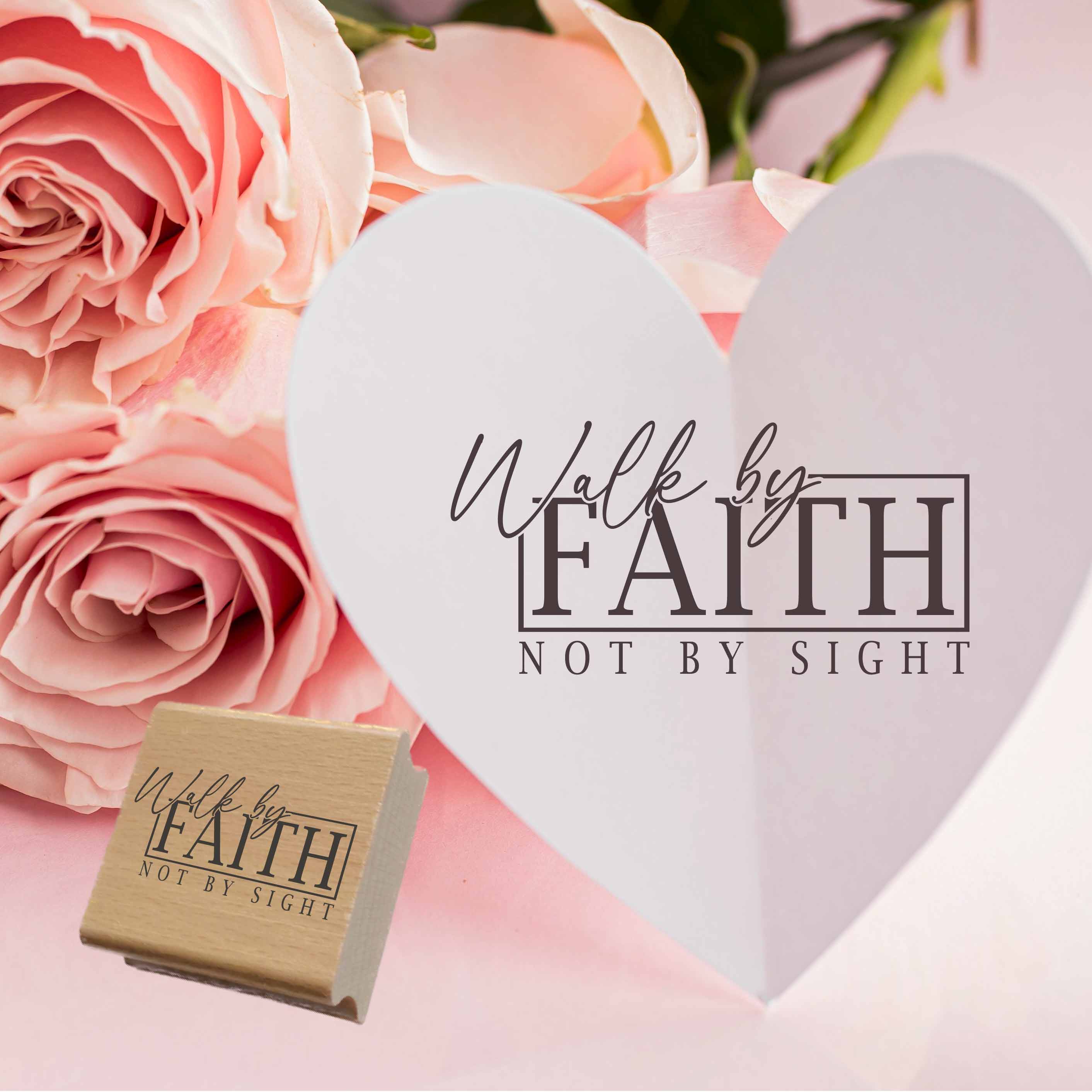 Stempel "Walk by FAITH not by sight" | Christliches Motiv für Karten & Journaling | Holzstempel oder Selbstfärber