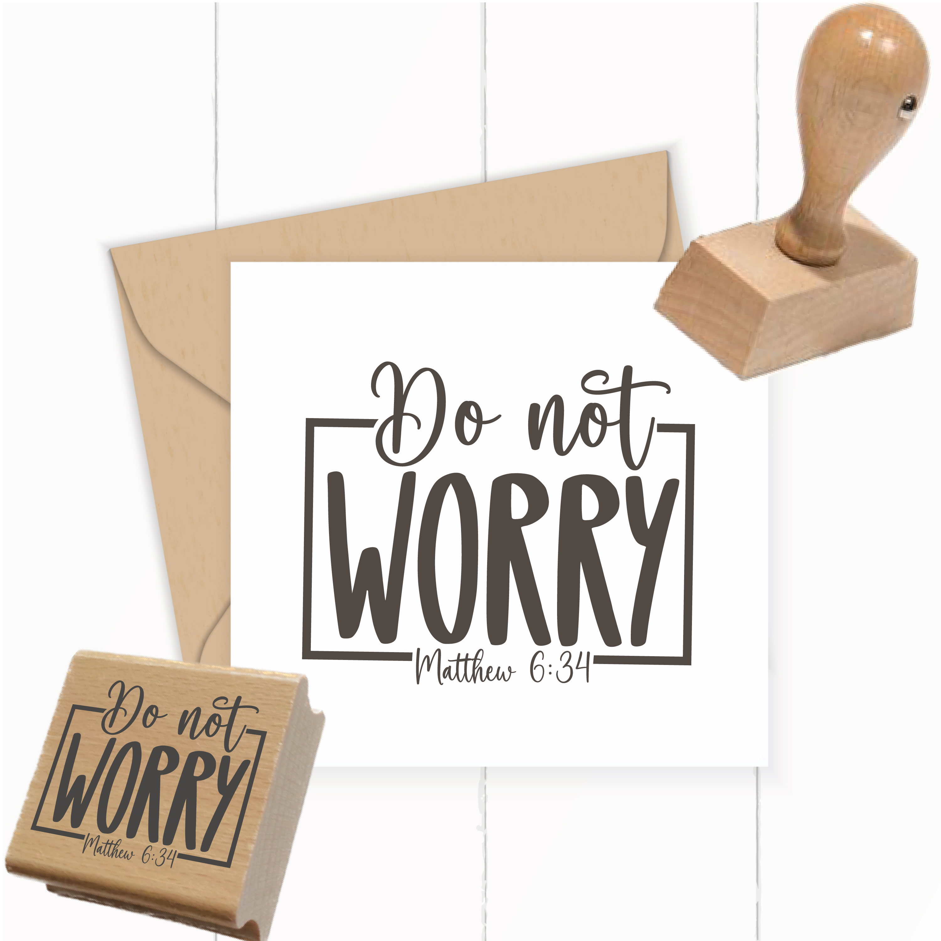 Stempel "Do not WORRY" Matthäus 6:34 | Christlicher Motivstempel für Gelassenheit