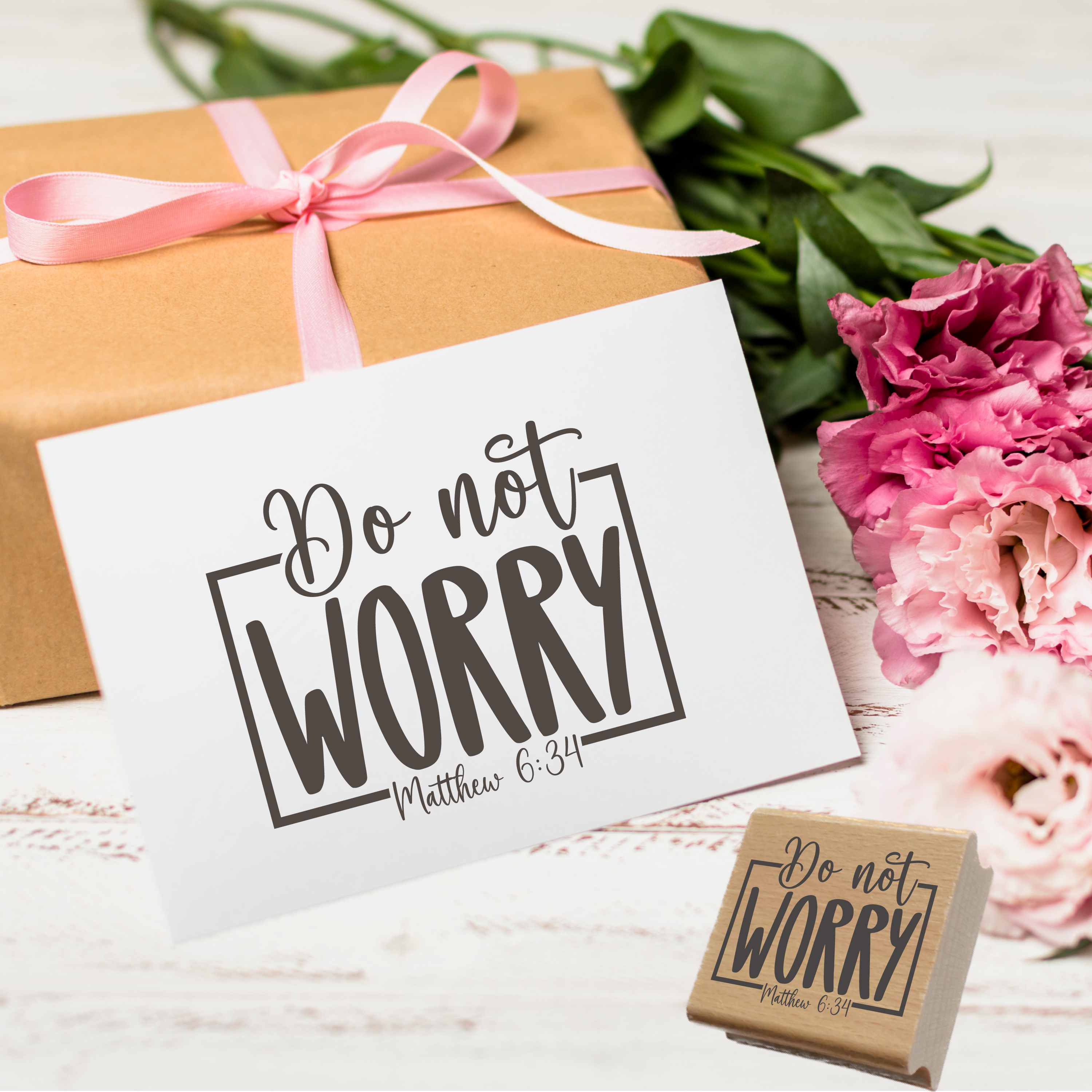 Stempel "Do not WORRY" Matthäus 6:34 | Christlicher Motivstempel für Gelassenheit