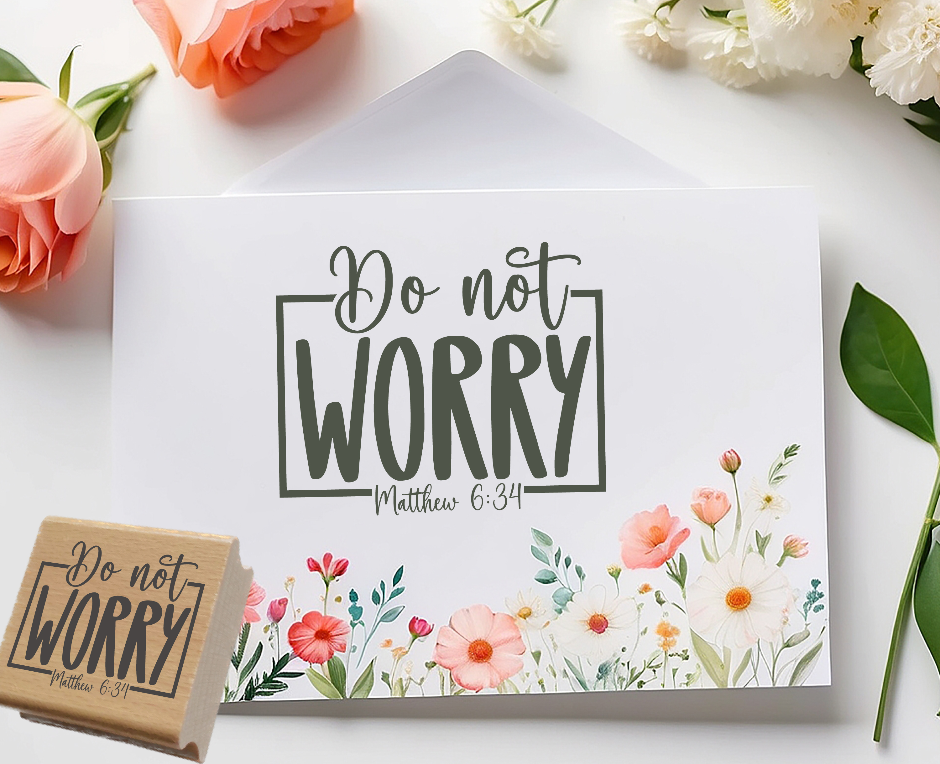 Stempel "Do not WORRY" Matthäus 6:34 | Christlicher Motivstempel für Gelassenheit