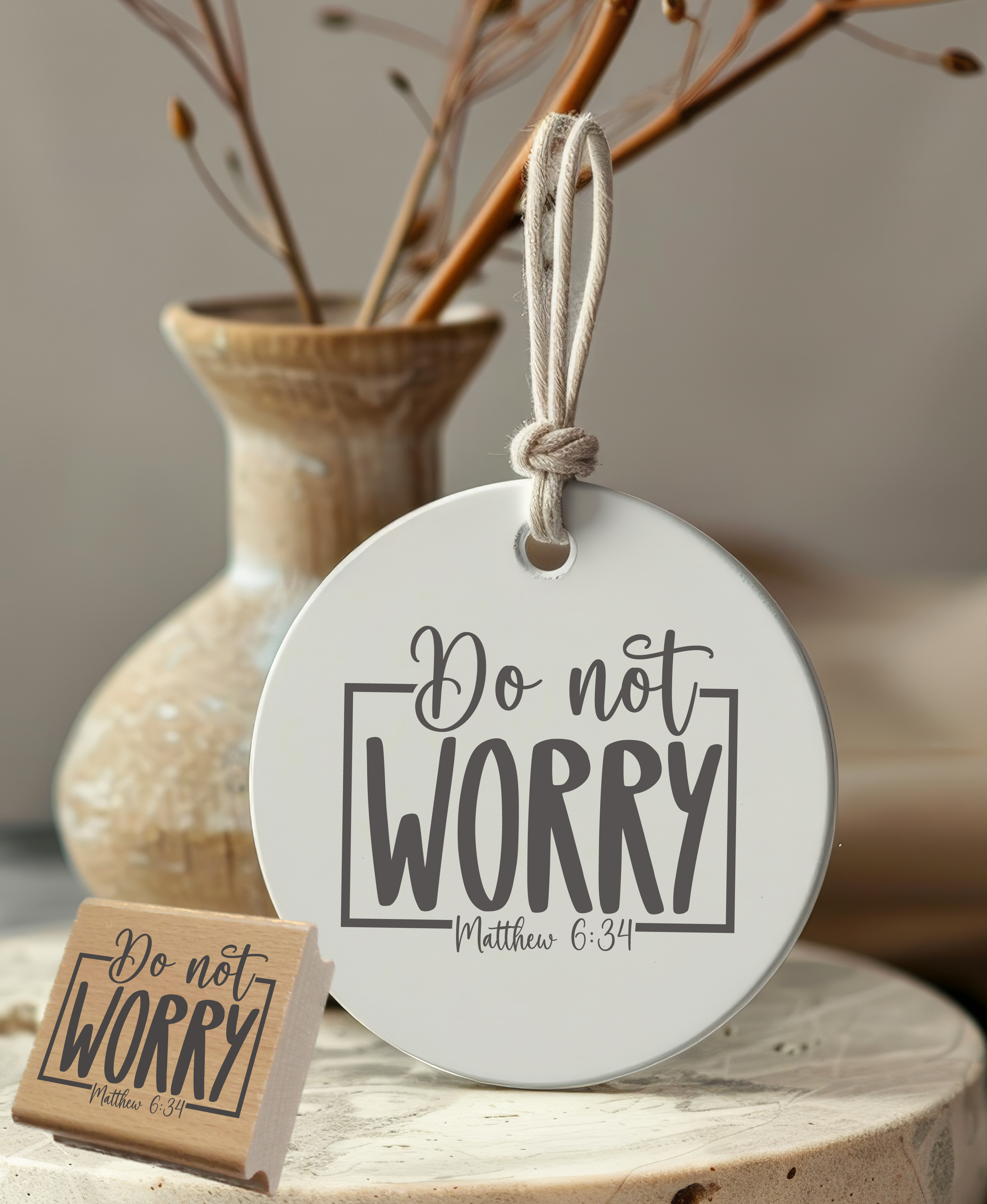 Stempel "Do not WORRY" Matthäus 6:34 | Christlicher Motivstempel für Gelassenheit