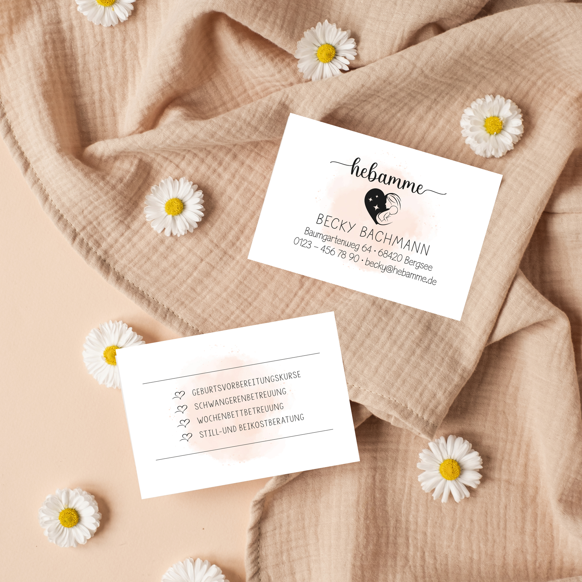Visitenkarten passend zum Stempel-Design "Becky" | beidseitig bedruckt
